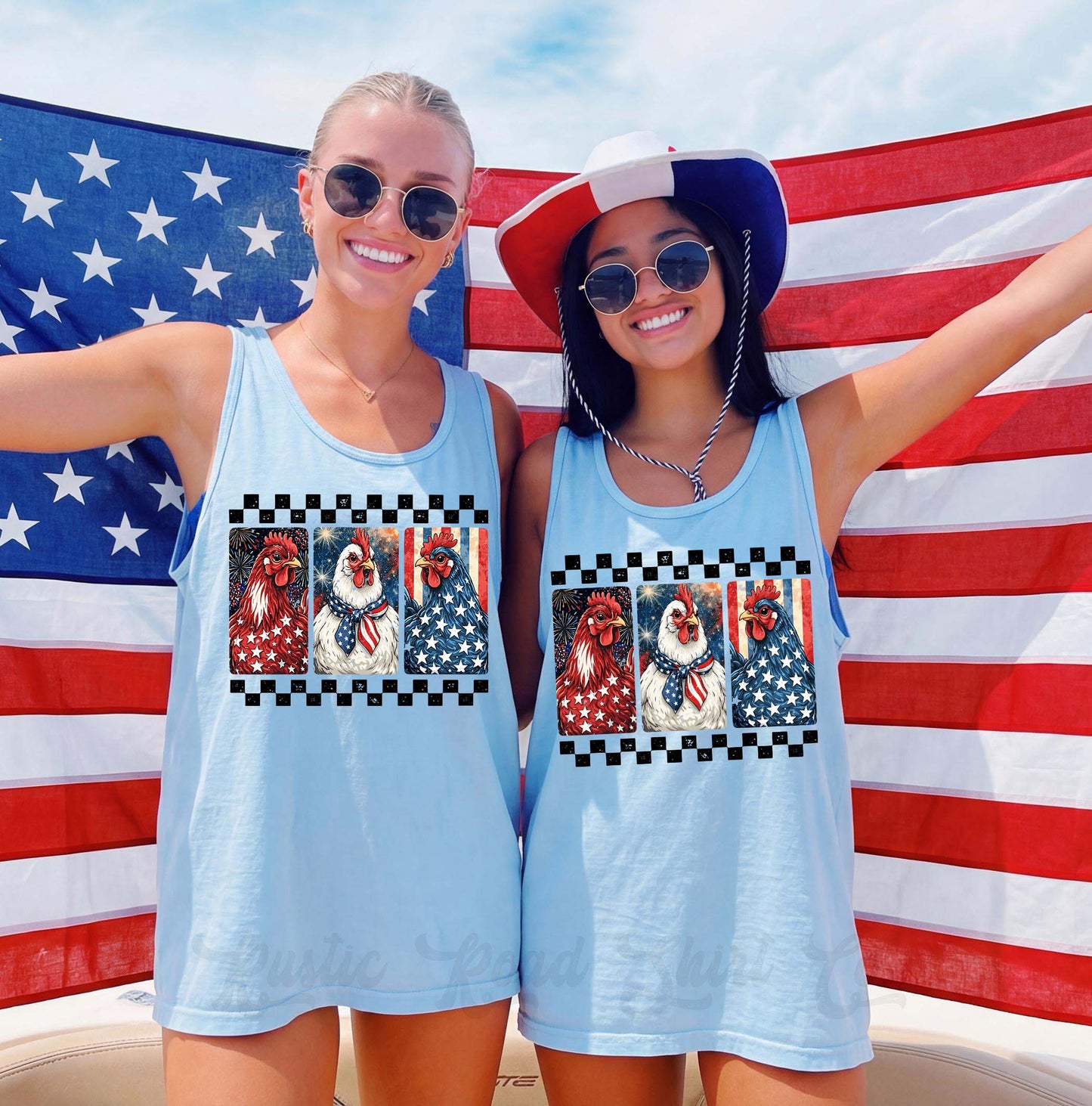 Chicken Fourth of July Tank Top, 4th of July Tank Top, Comfort Colors Tank Top