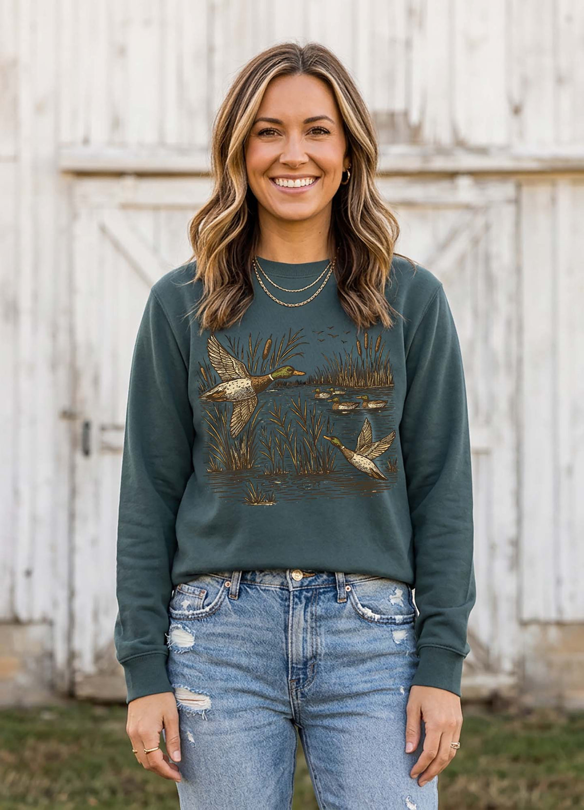 Vintage Inspired Duck Hunting Comfort Colors Long Sleeve Shirt
