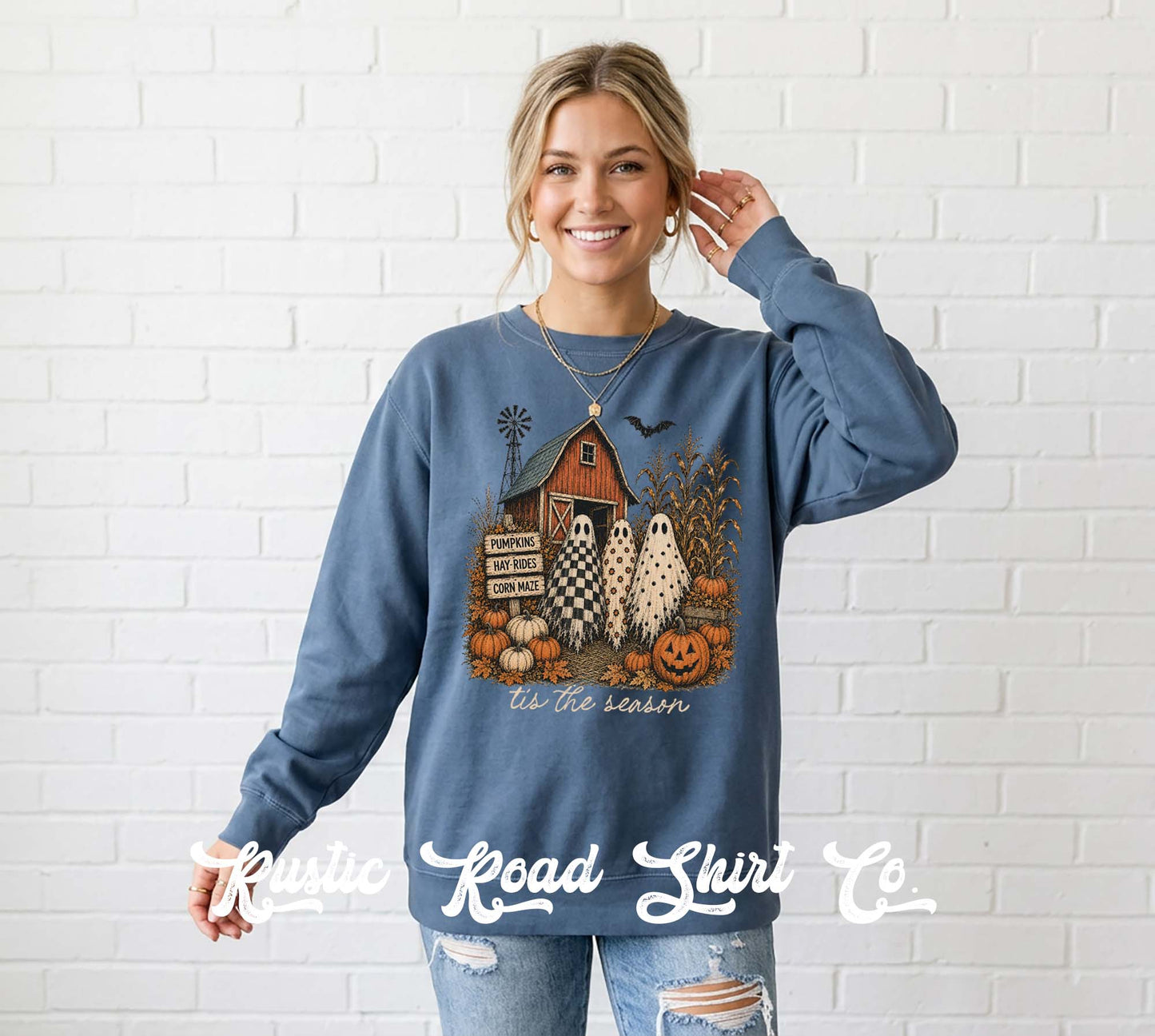 Ghost Halloween Sweatshirt, Vintage Inspired Halloween Sweatshirt, Garment Dyed Crewneck Sweatshirt (Copy)