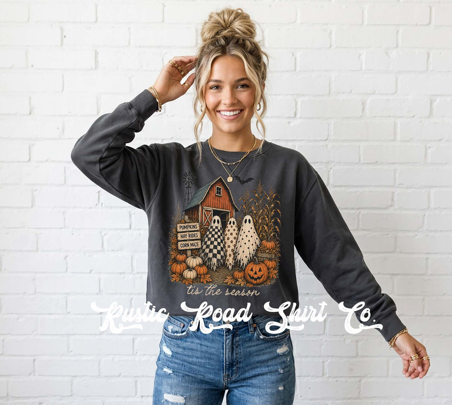 Ghost Halloween Sweatshirt, Vintage Inspired Halloween Sweatshirt, Garment Dyed Crewneck Sweatshirt (Copy)