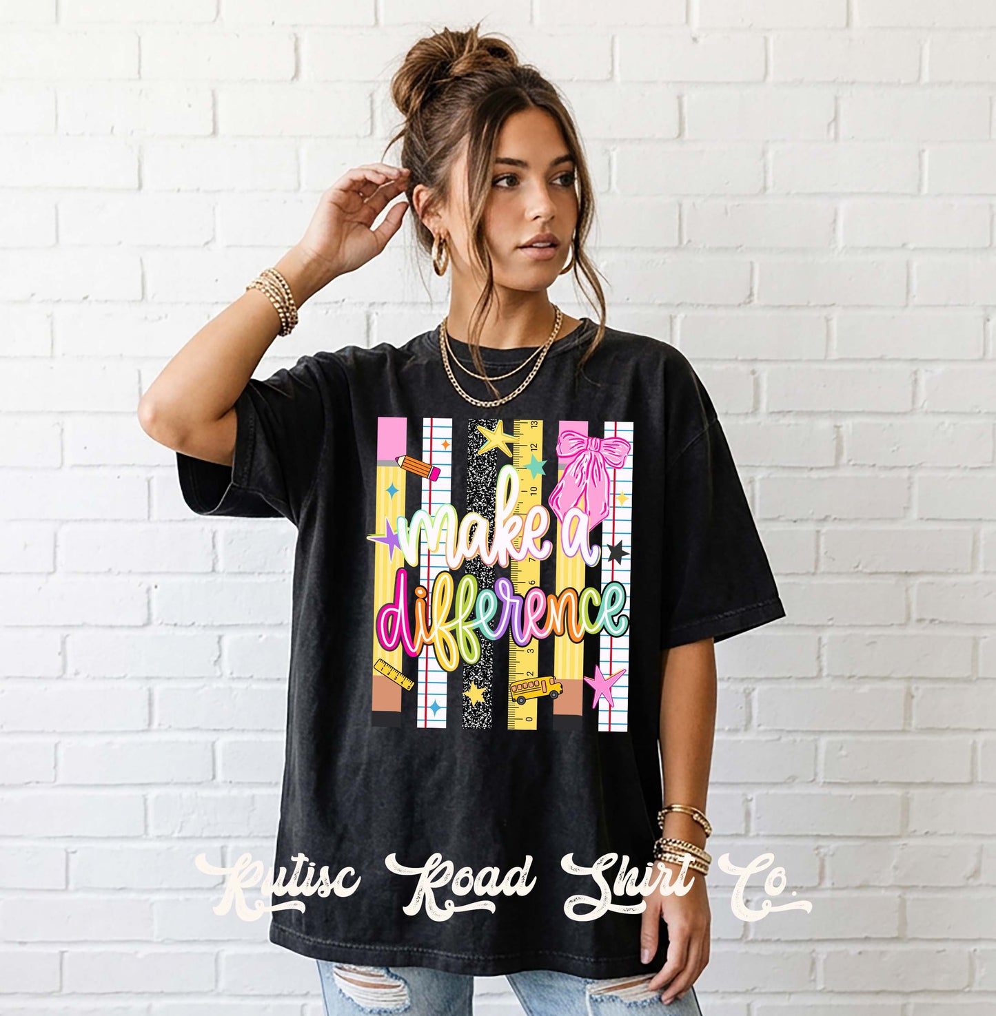 Make A Difference Teacher Shirt, Comfort Colors Oversized Tee