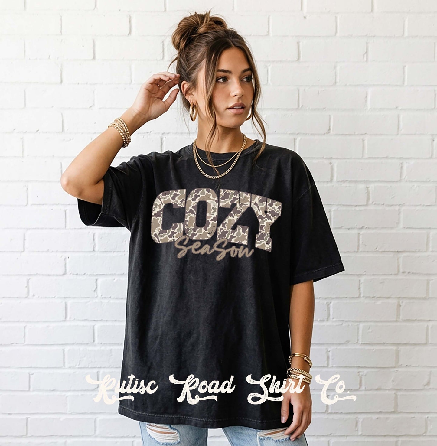 Cozy Season Camo Shirt, Comfort Colors Oversized Tee