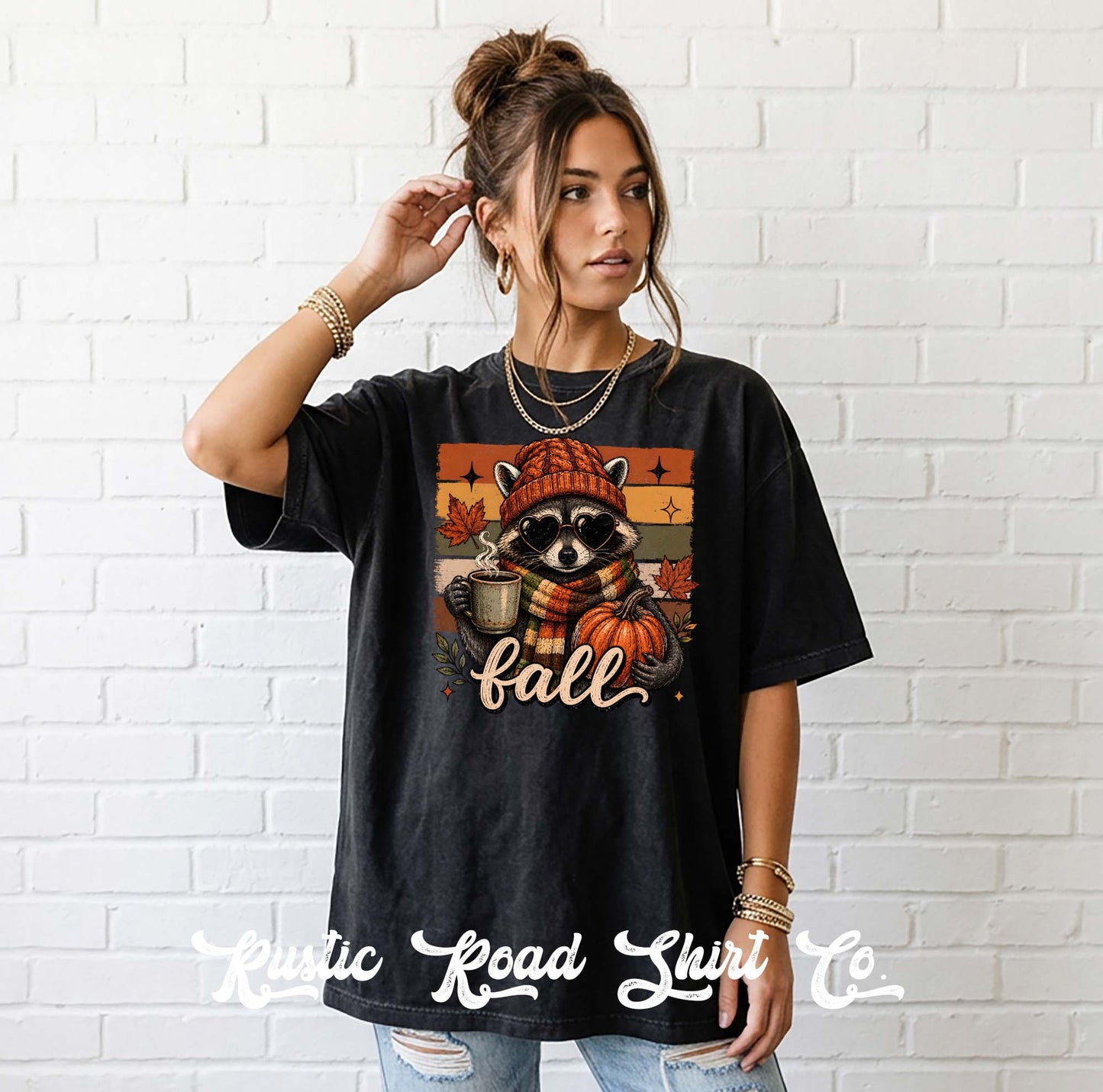 Fall Racoon Shirt, Autumn Shirt, Comfort Colors Oversized Tee