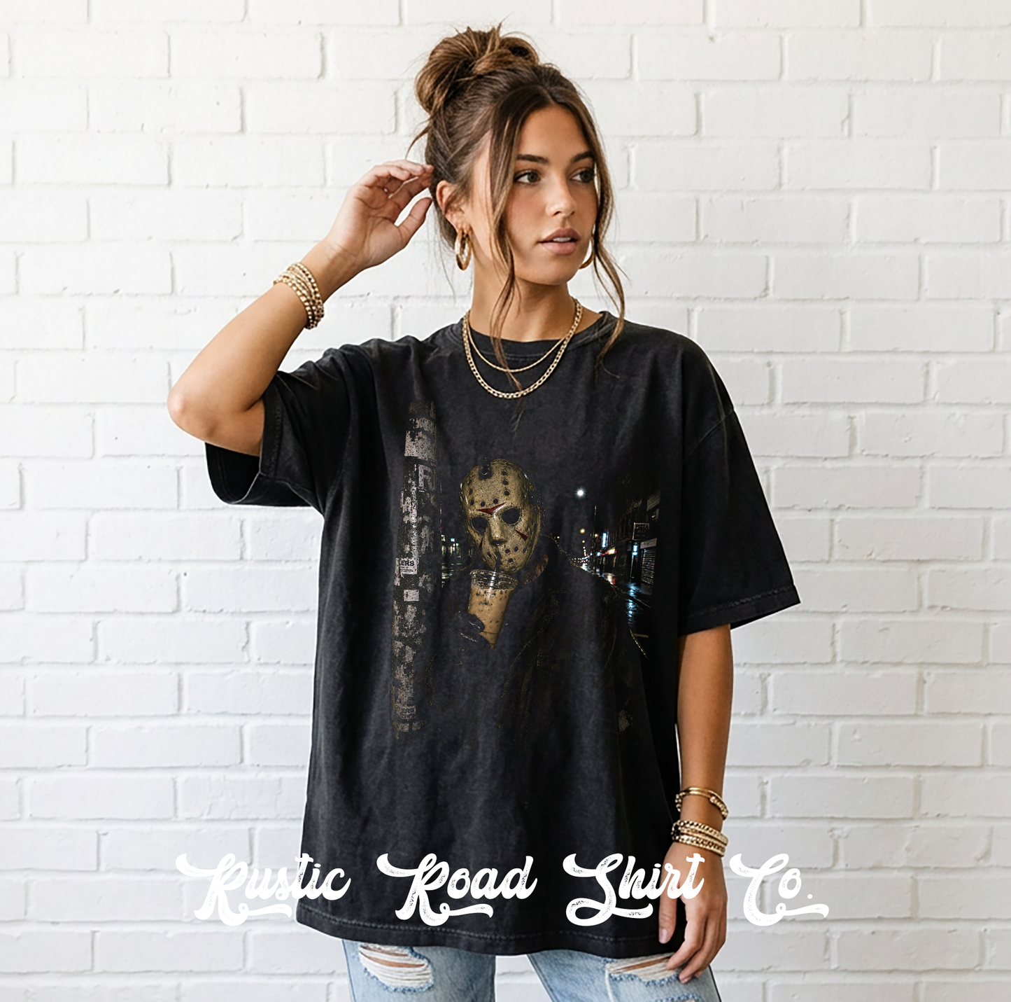 Halloween Monster Graphic T-Shirt | Vintage Halloween Oversized Tee