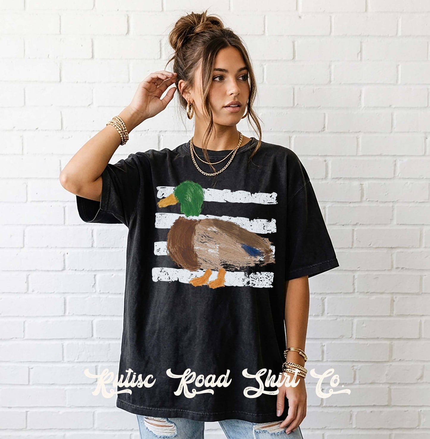 Duck Hunting Striped Shirt, Comfort Colors Oversized Tee