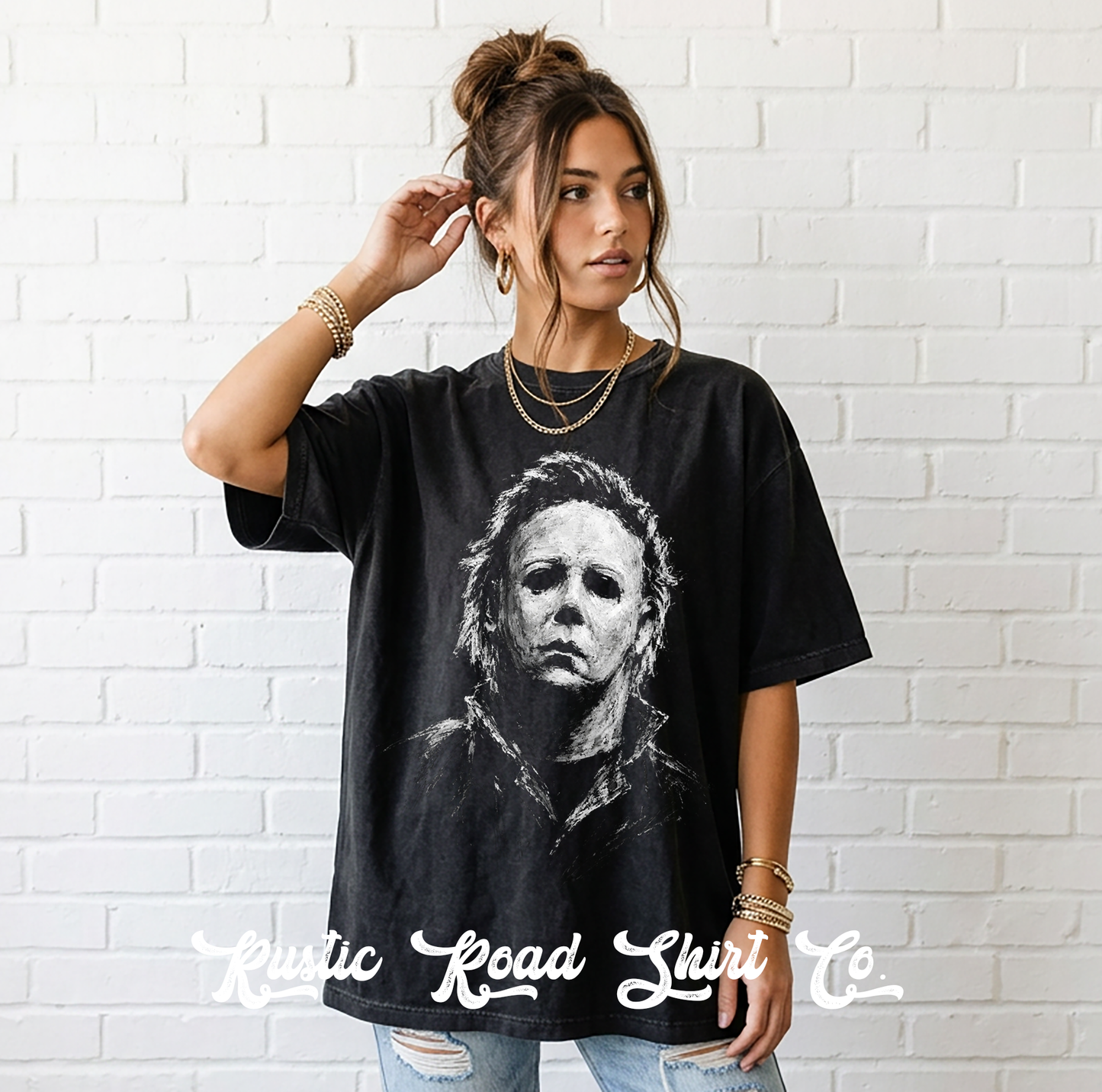 Halloween Monster Graphic T-Shirt | Vintage Halloween Oversized Tee