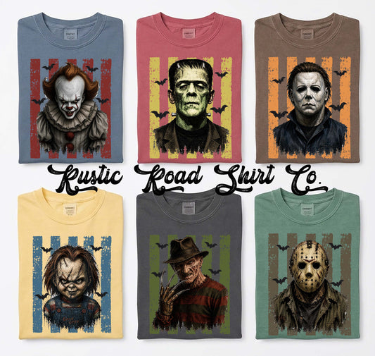 Halloween Monsters Shirt, Vintage Inspired Halloween Shirt, Comfort Colors Oversized Tshirt