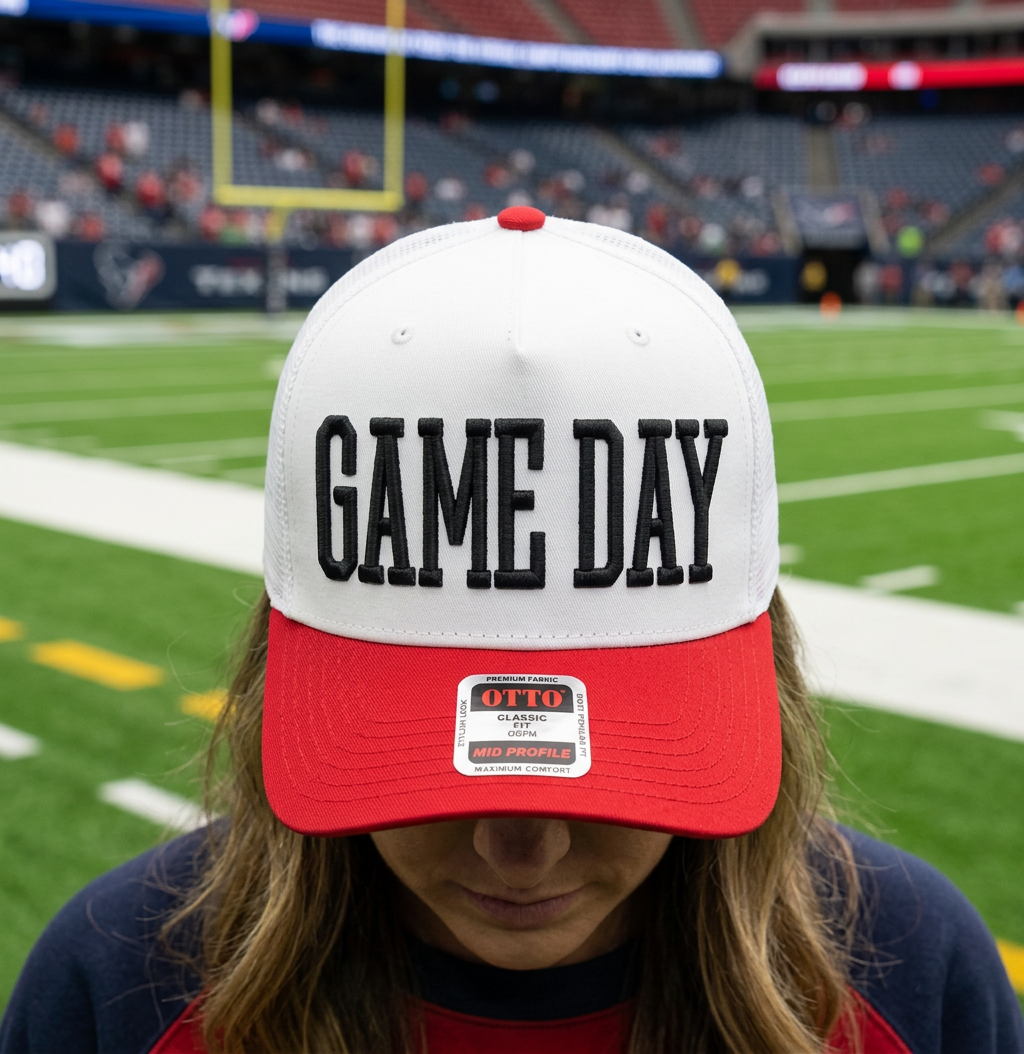 Game Day Puff Hat, Football Hat, Custom Embroidered Hat, Football Trucker Hat, Embroidered Team Hat, Custom Trucker Hat
