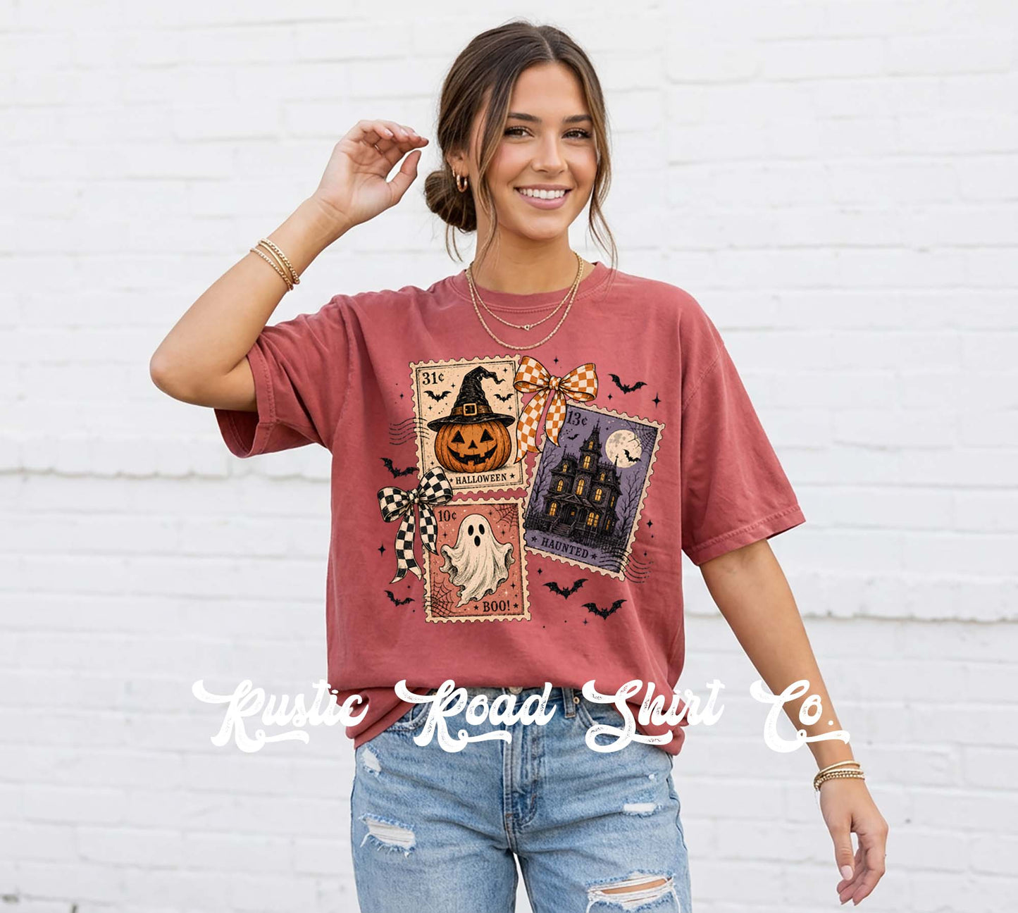 Halloween Postage Stamp Shirt, Vintage Inspired Halloween Shirt, Comfort Colors Oversized Tee