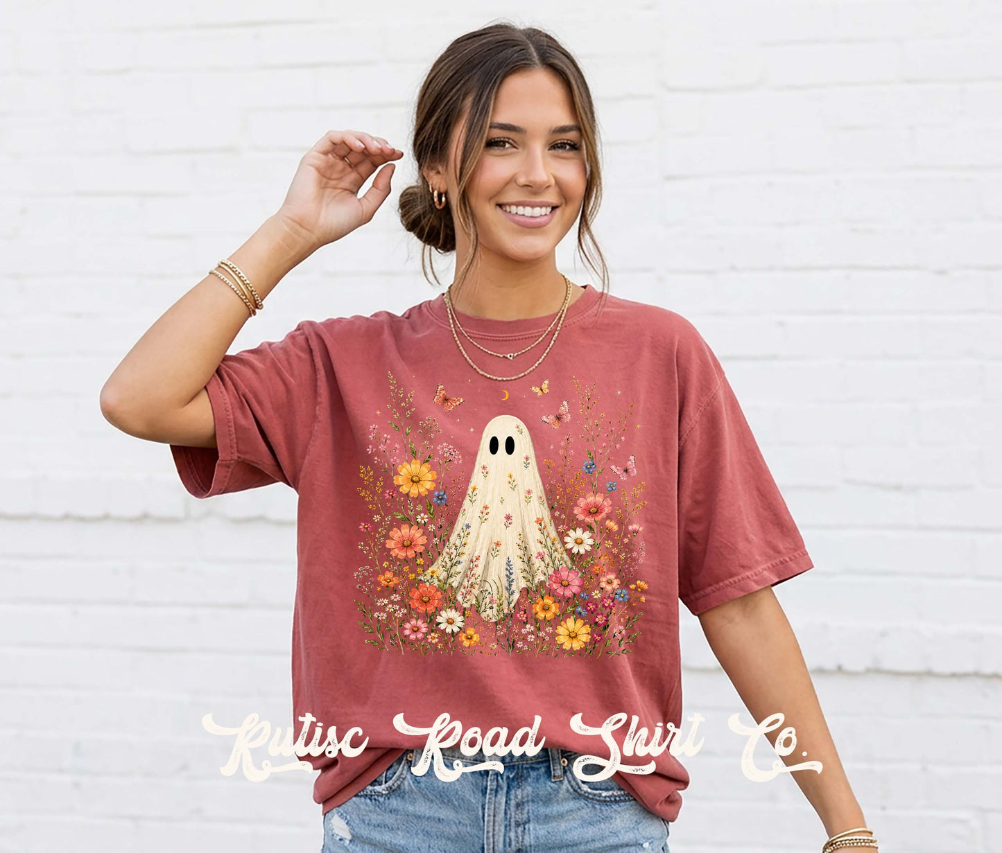 Ghost Floral Shirt, Comfort Colors Oversized Tee