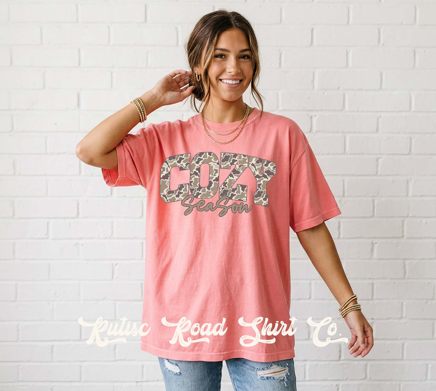 Cozy Season Camo Shirt, Comfort Colors Oversized Tee