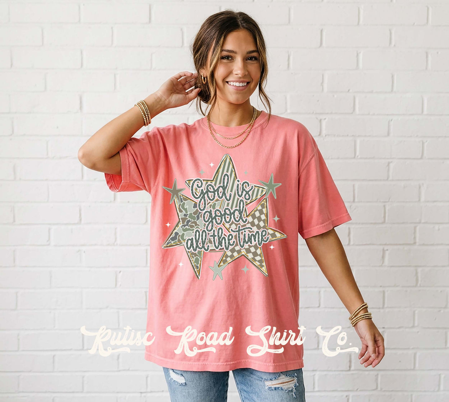 God is Good All the Time Camo Shirt, Comfort Colors Oversized Tee