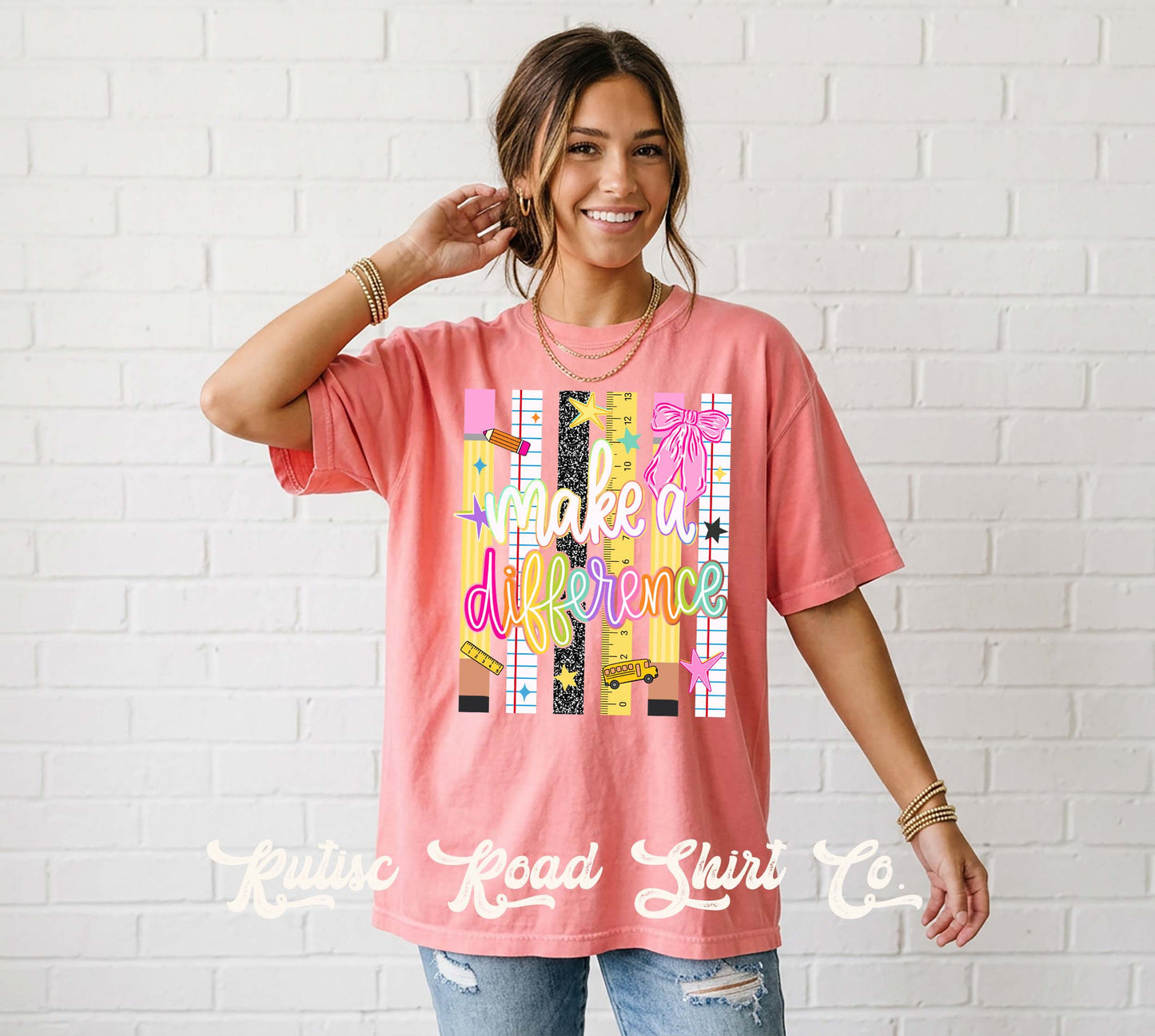 Make A Difference Teacher Shirt, Comfort Colors Oversized Tee