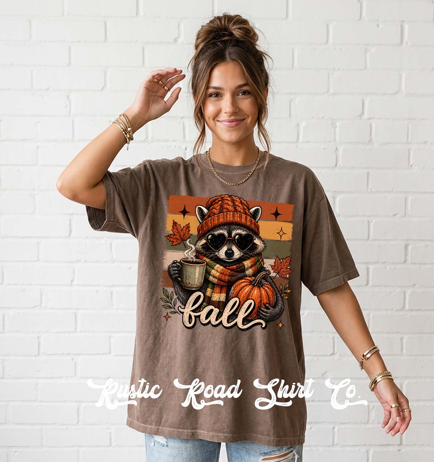 Fall Racoon Shirt, Autumn Shirt, Comfort Colors Oversized Tee