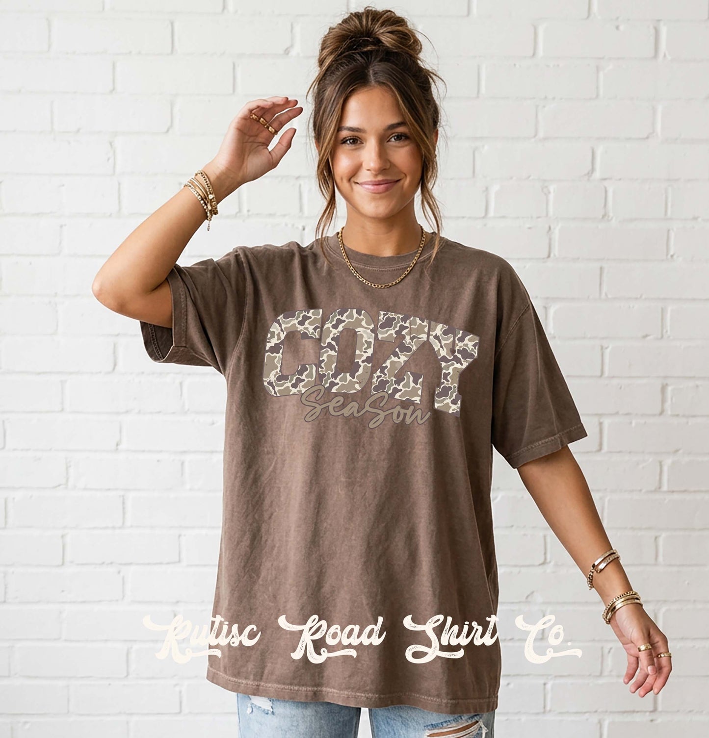 Cozy Season Camo Shirt, Comfort Colors Oversized Tee