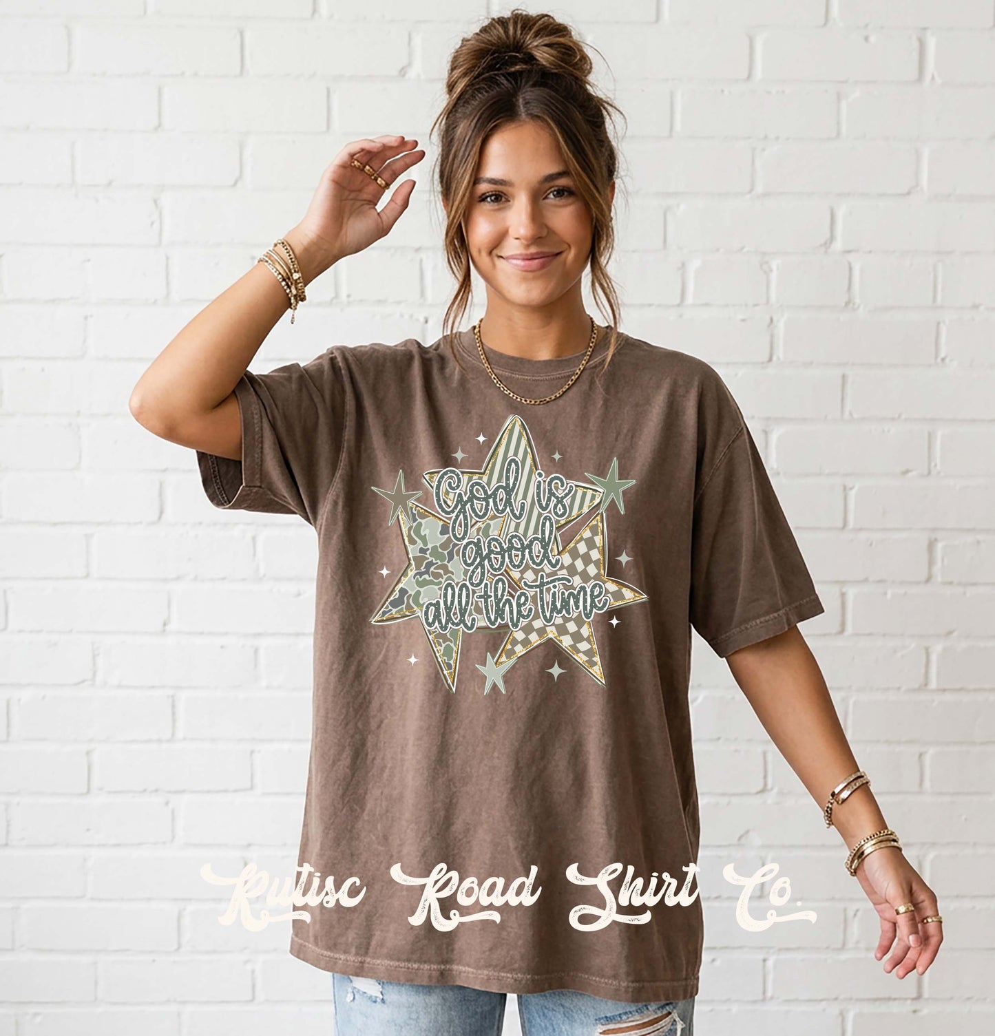 God is Good All the Time Camo Shirt, Comfort Colors Oversized Tee