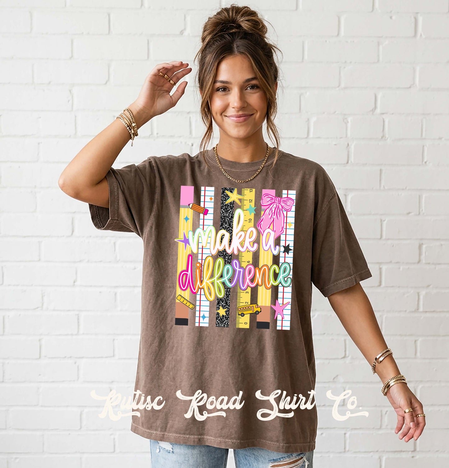 Make A Difference Teacher Shirt, Comfort Colors Oversized Tee