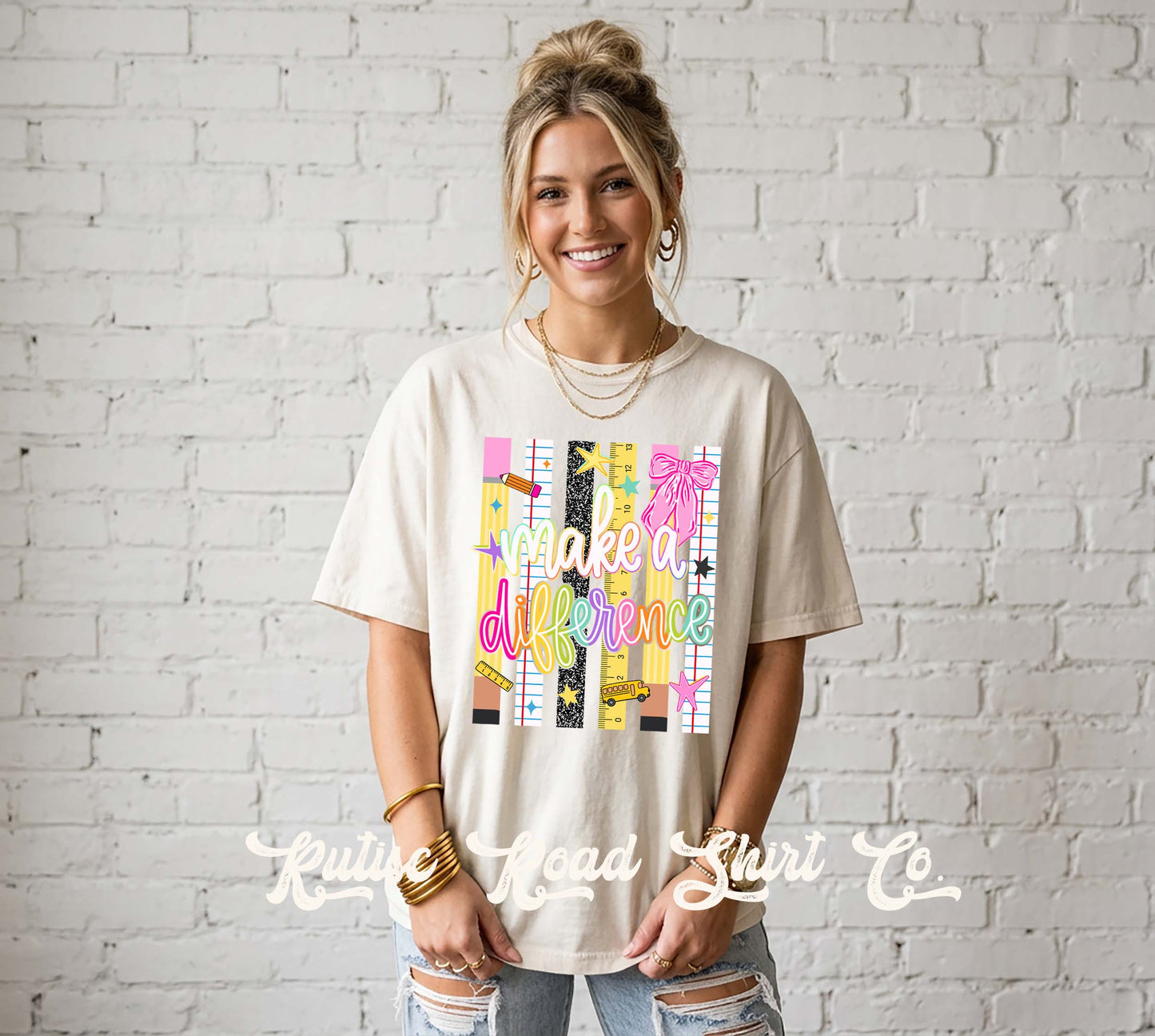 Make A Difference Teacher Shirt, Comfort Colors Oversized Tee