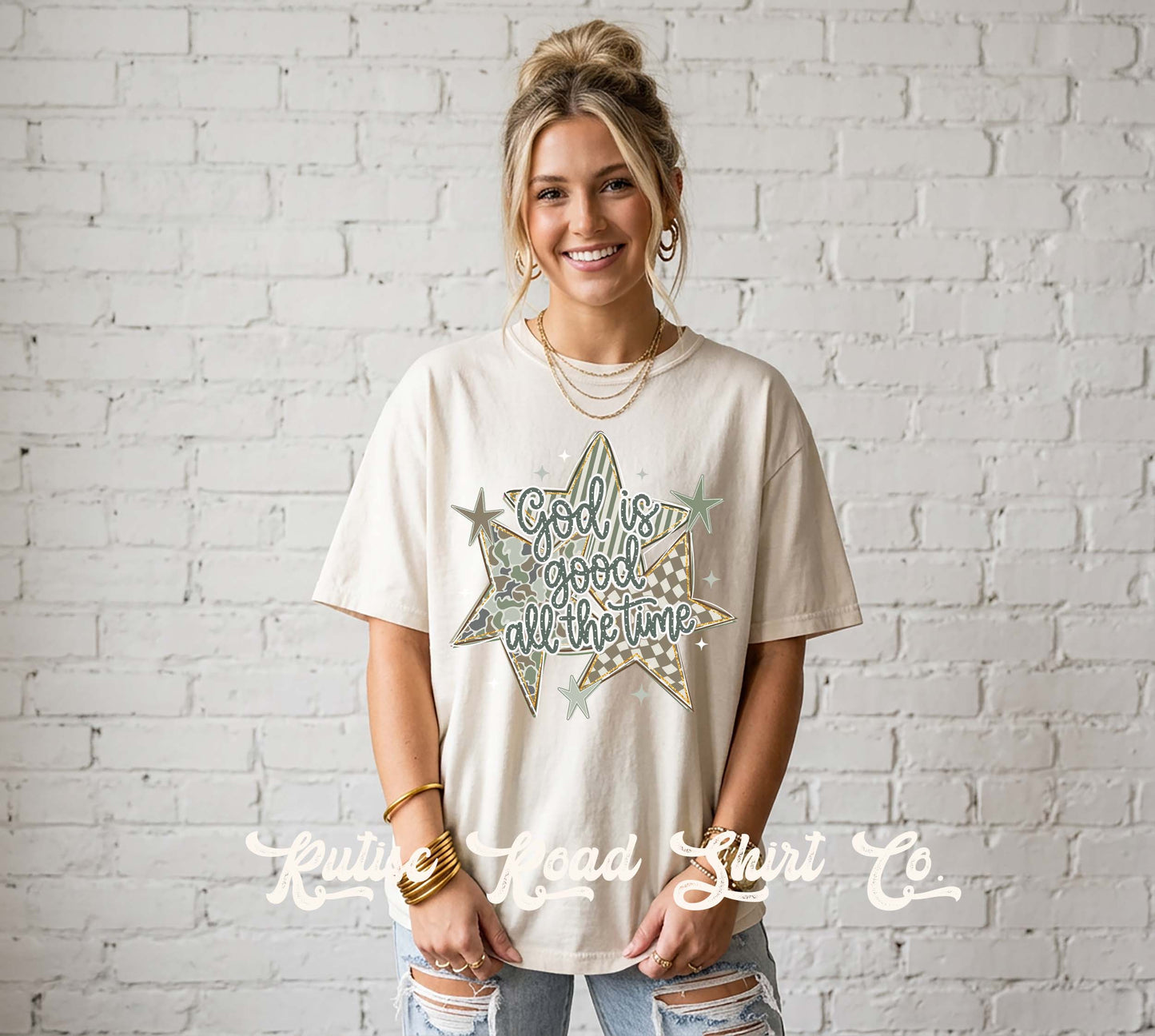 God is Good All the Time Camo Shirt, Comfort Colors Oversized Tee