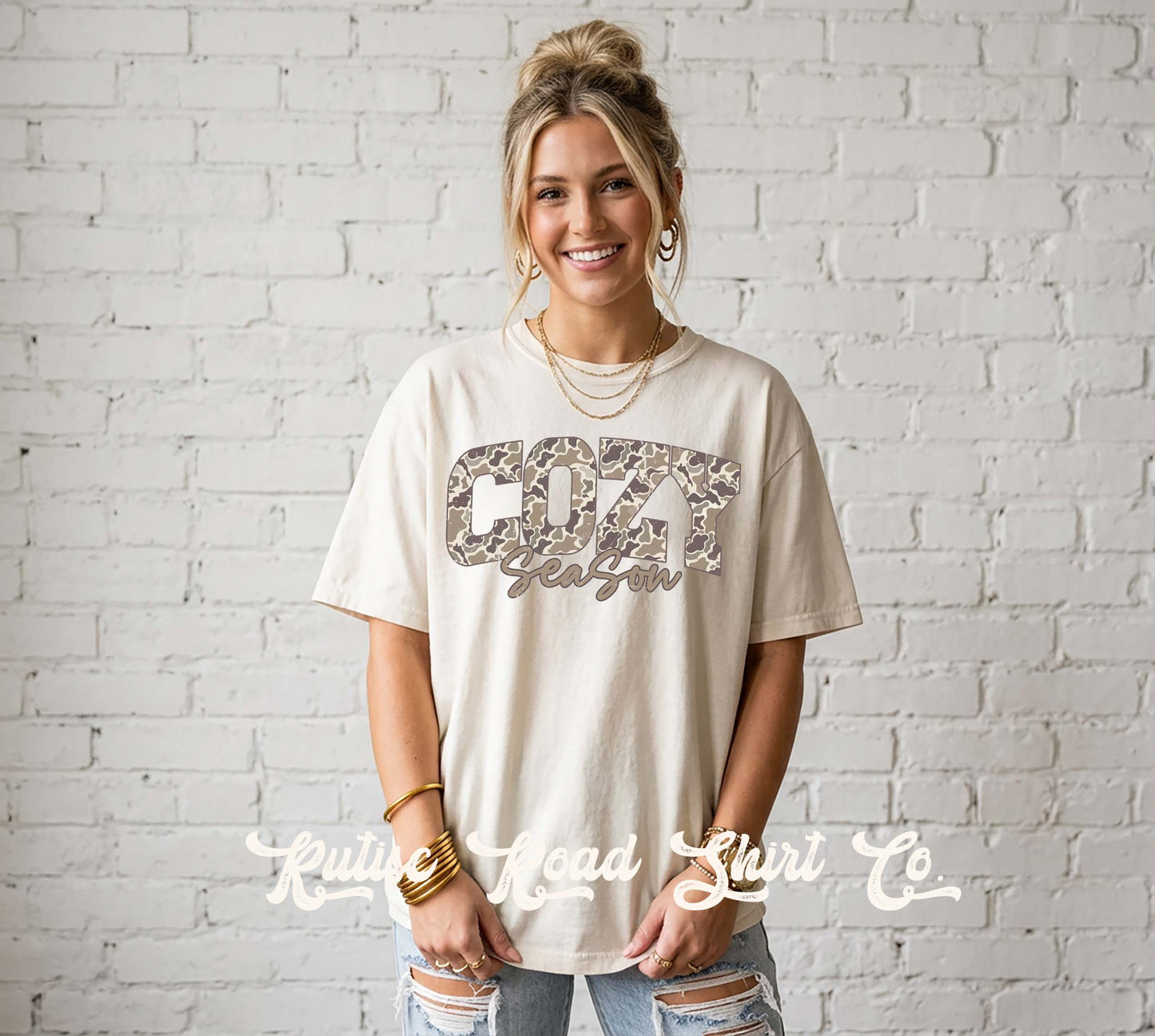 Cozy Season Camo Shirt, Comfort Colors Oversized Tee