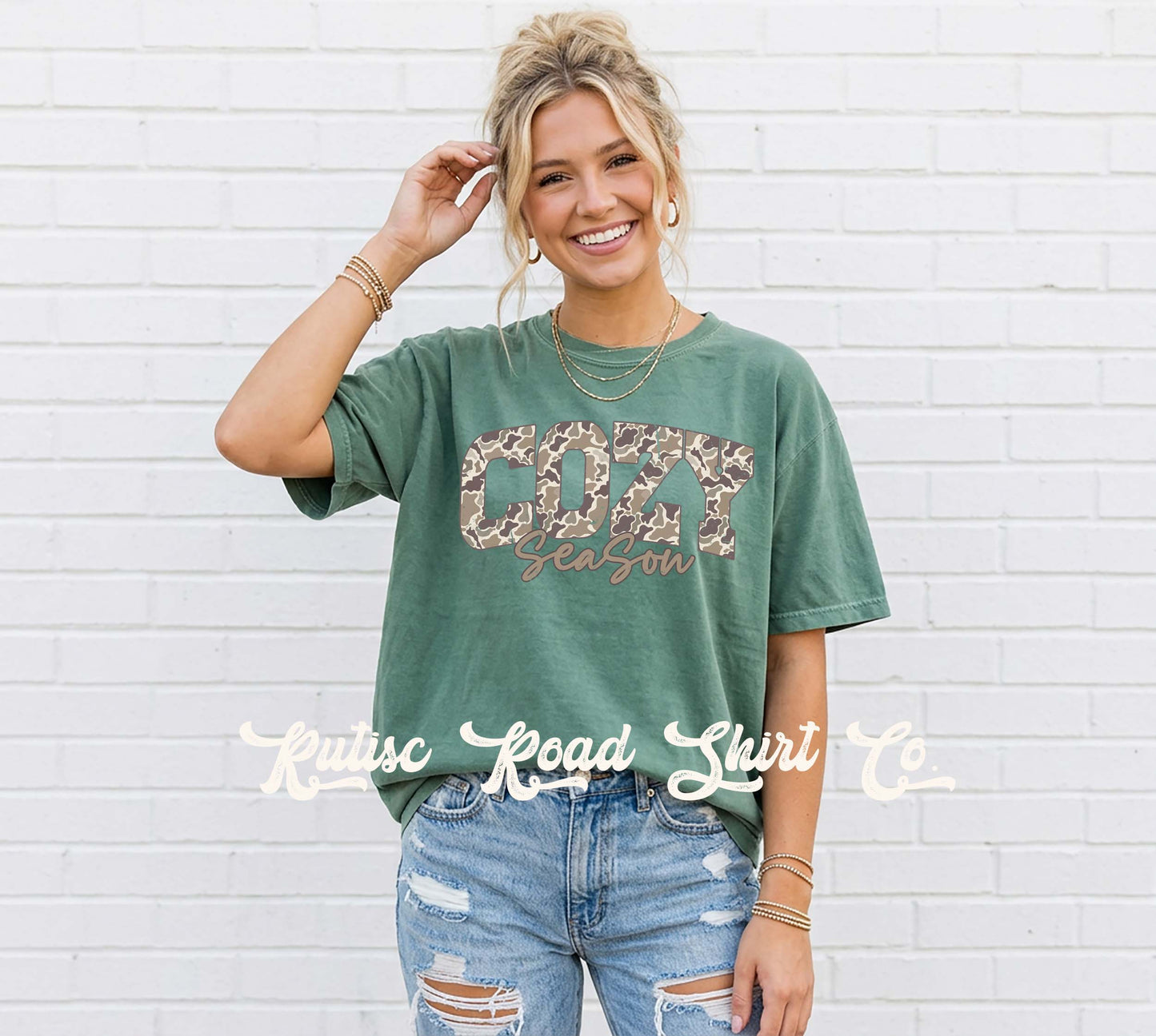Cozy Season Camo Shirt, Comfort Colors Oversized Tee