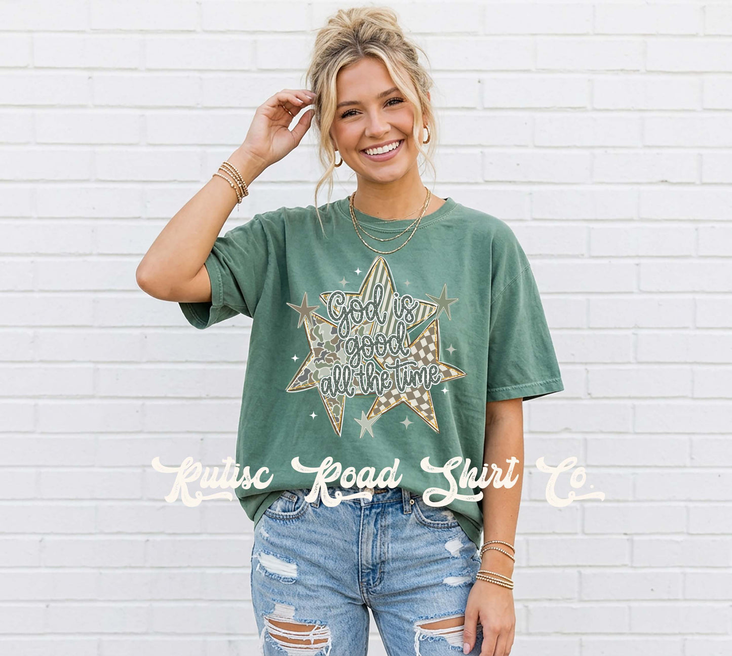 God is Good All the Time Camo Shirt, Comfort Colors Oversized Tee