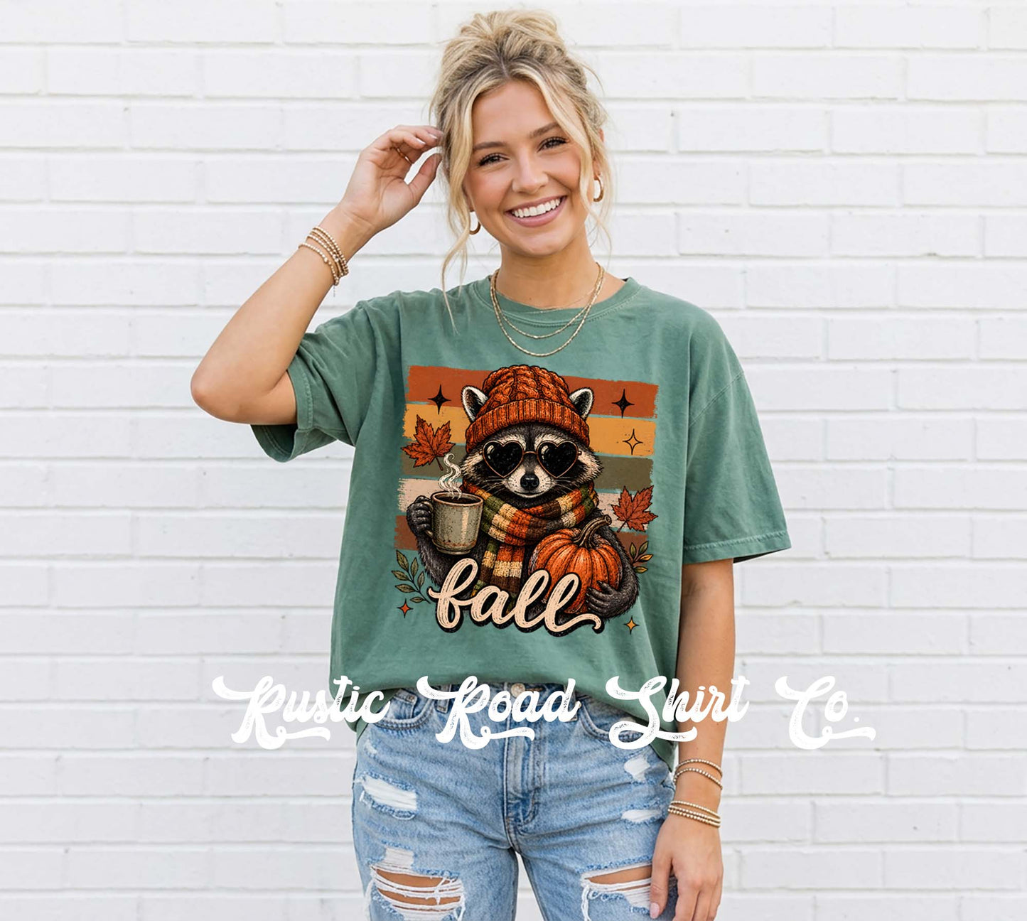 Fall Racoon Shirt, Autumn Shirt, Comfort Colors Oversized Tee