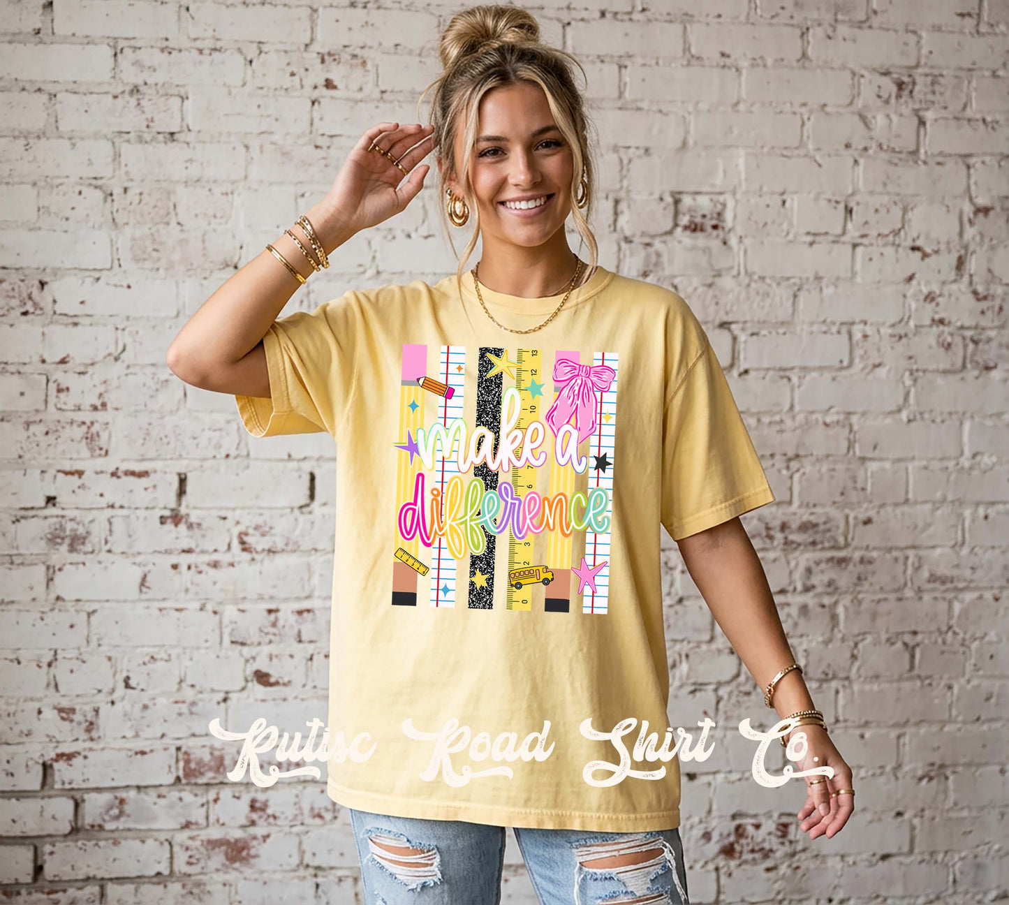 Make A Difference Teacher Shirt, Comfort Colors Oversized Tee