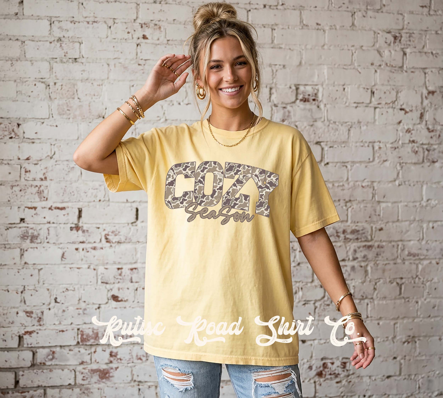 Cozy Season Camo Shirt, Comfort Colors Oversized Tee
