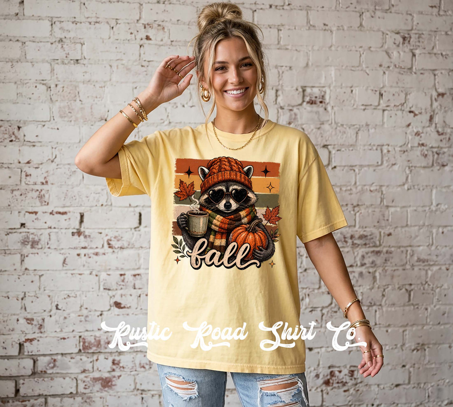 Fall Racoon Shirt, Autumn Shirt, Comfort Colors Oversized Tee