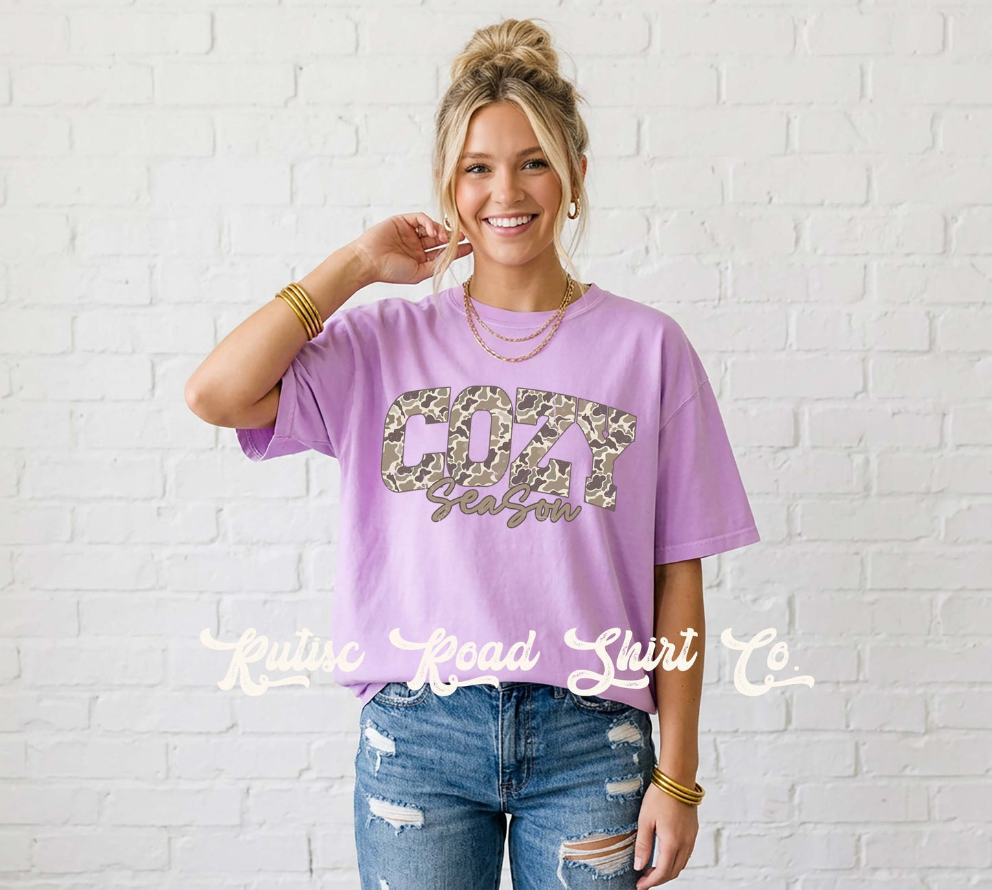 Cozy Season Camo Shirt, Comfort Colors Oversized Tee