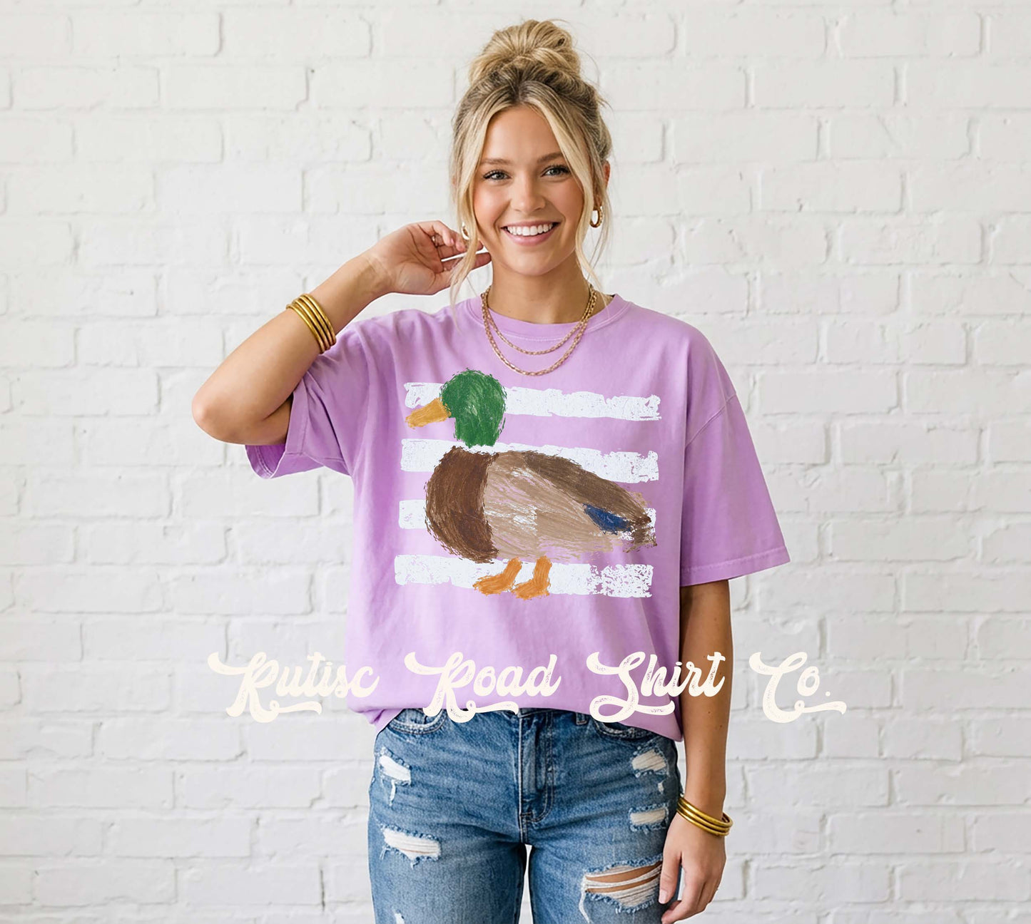 Duck Hunting Striped Shirt, Comfort Colors Oversized Tee