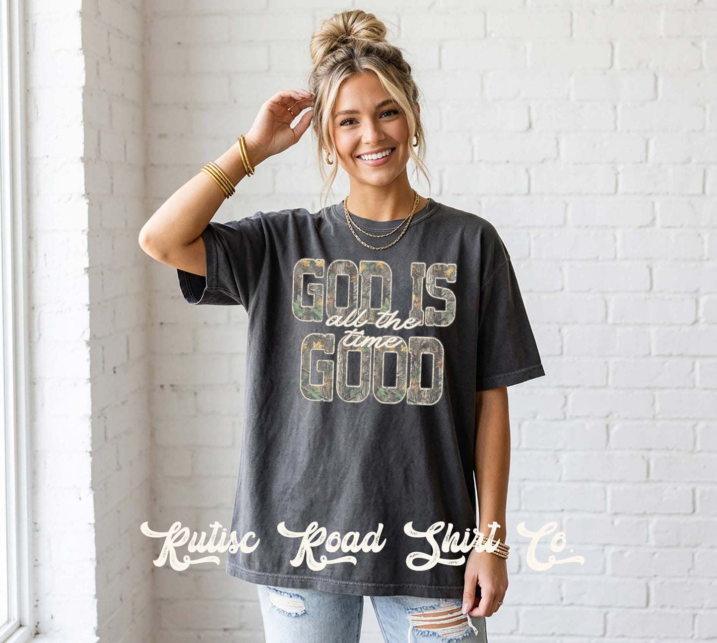 God is Good Camo Shirt, Religious Shirt, Comfort Colors Oversized Tee