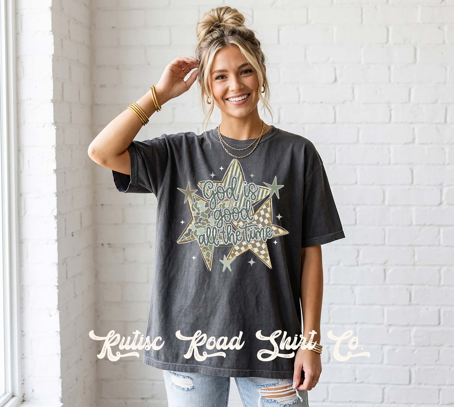 God is Good All the Time Camo Shirt, Comfort Colors Oversized Tee