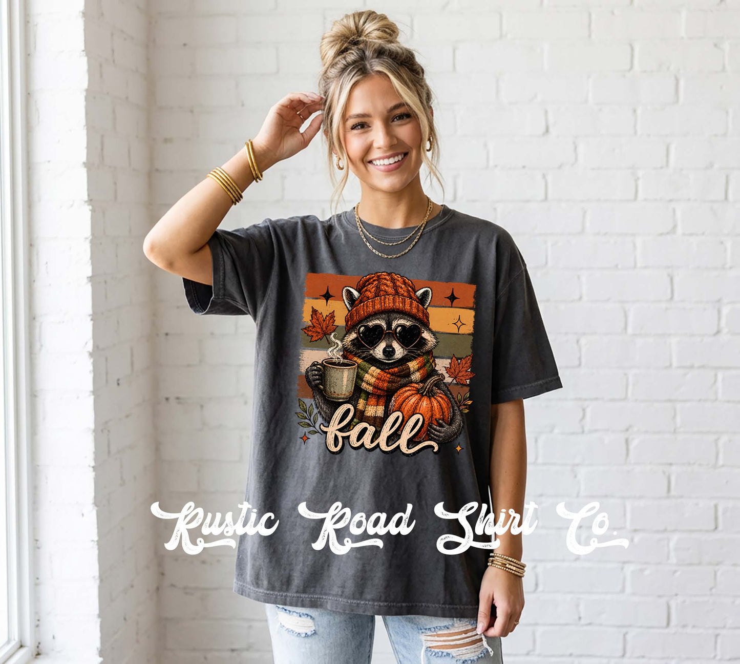 Fall Racoon Shirt, Autumn Shirt, Comfort Colors Oversized Tee