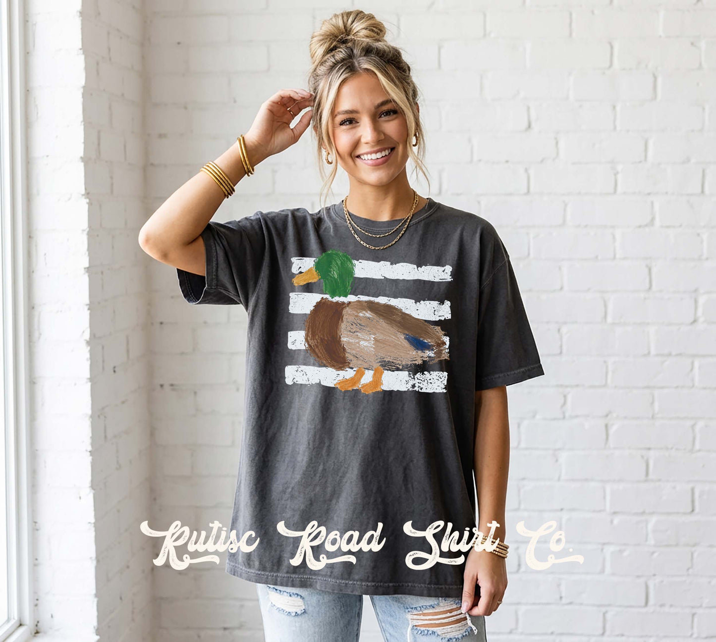 Duck Hunting Striped Shirt, Comfort Colors Oversized Tee