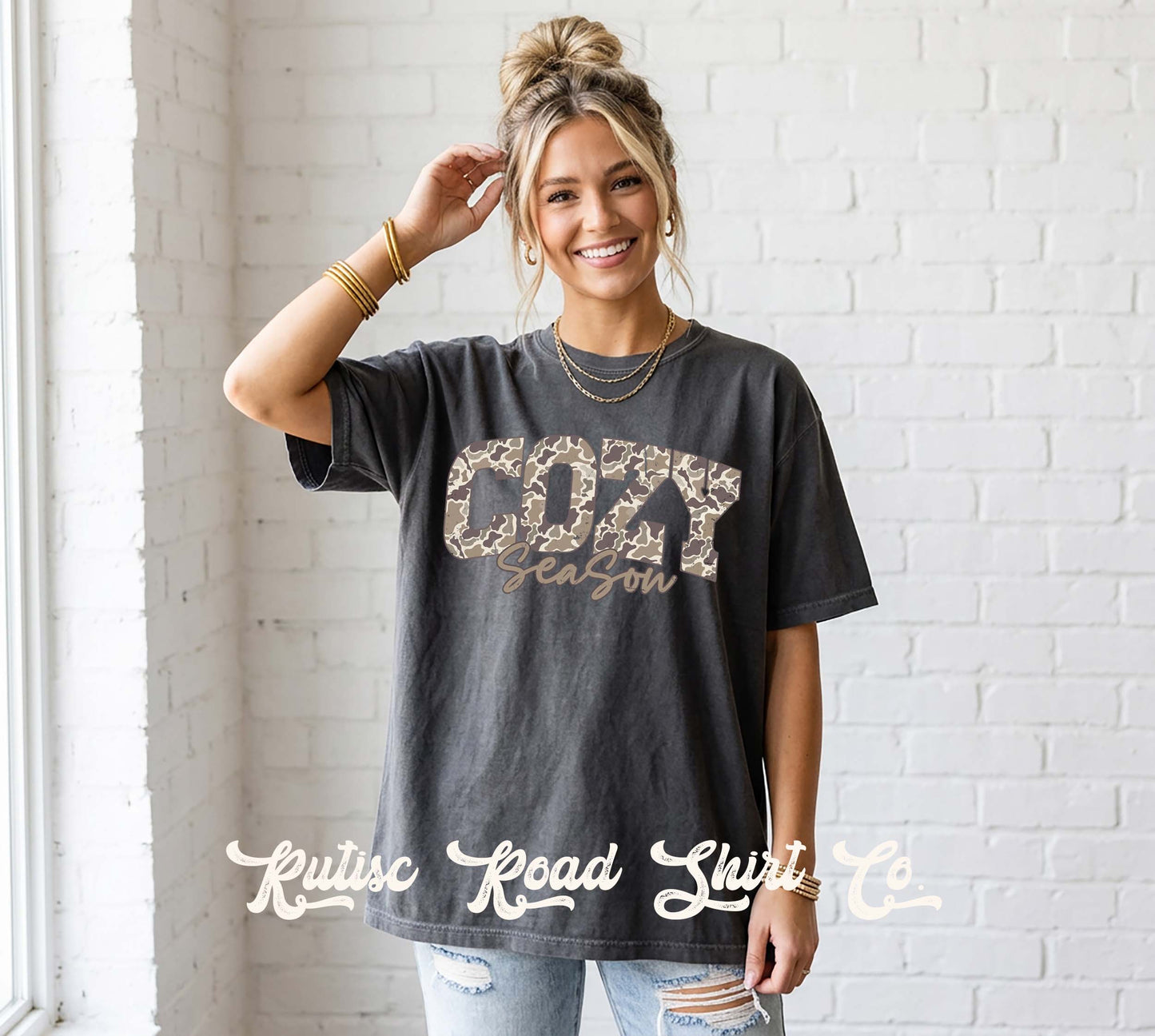 Cozy Season Camo Shirt, Comfort Colors Oversized Tee