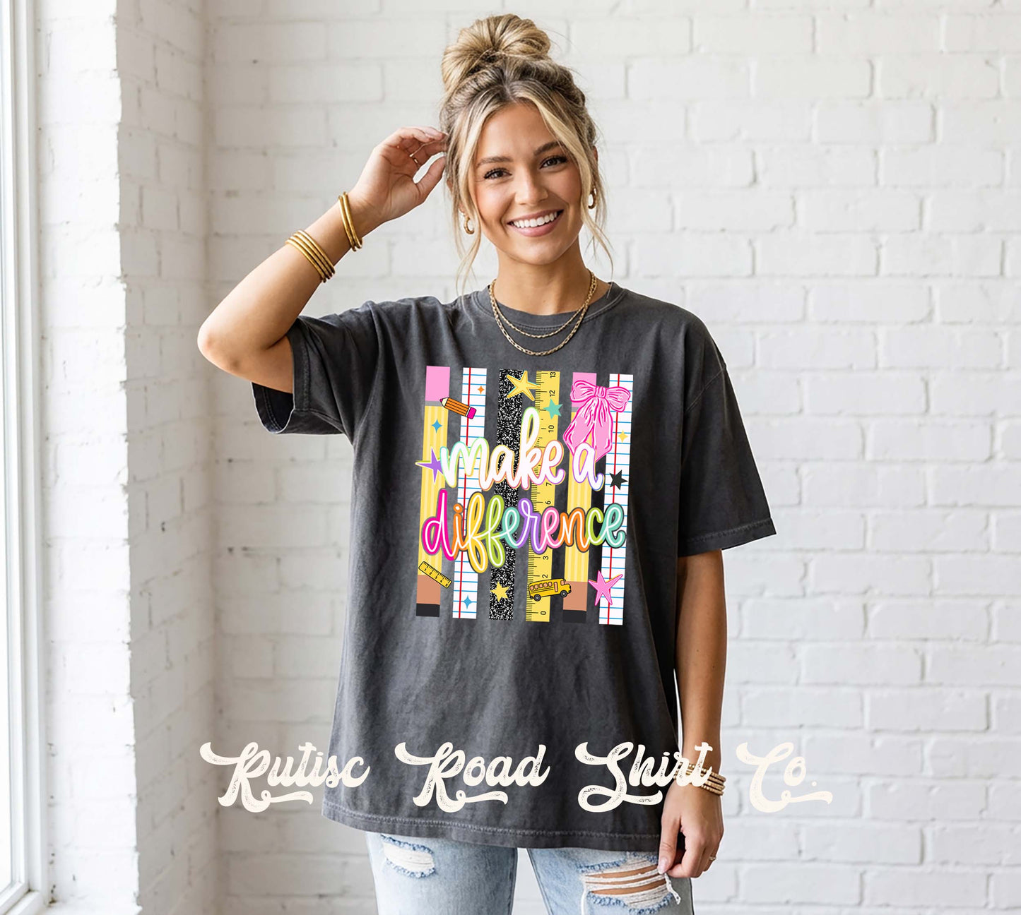 Make A Difference Teacher Shirt, Comfort Colors Oversized Tee