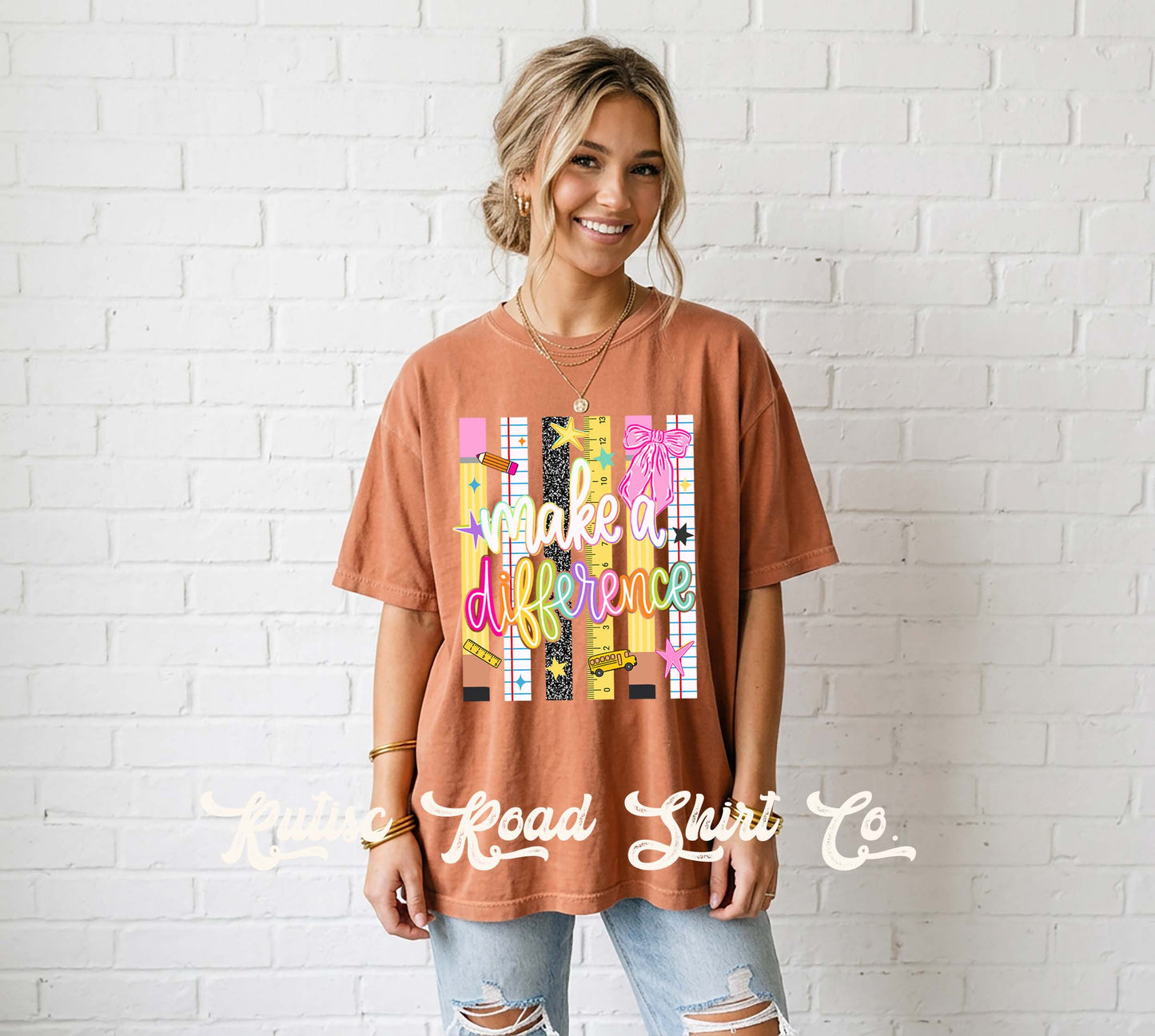 Make A Difference Teacher Shirt, Comfort Colors Oversized Tee