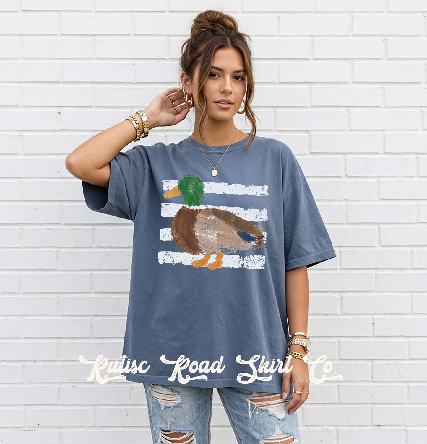 Duck Hunting Striped Shirt, Comfort Colors Oversized Tee