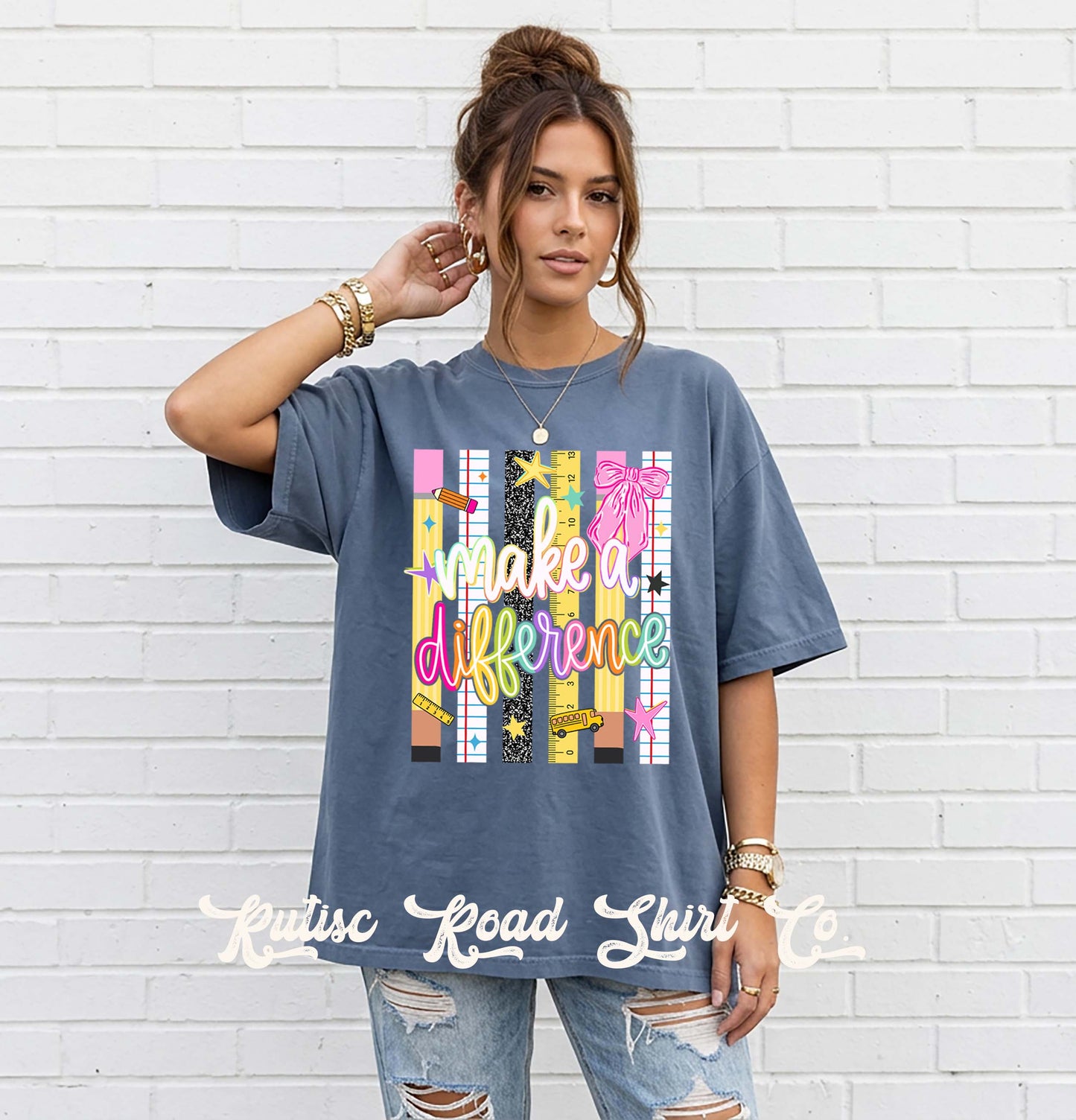 Make A Difference Teacher Shirt, Comfort Colors Oversized Tee
