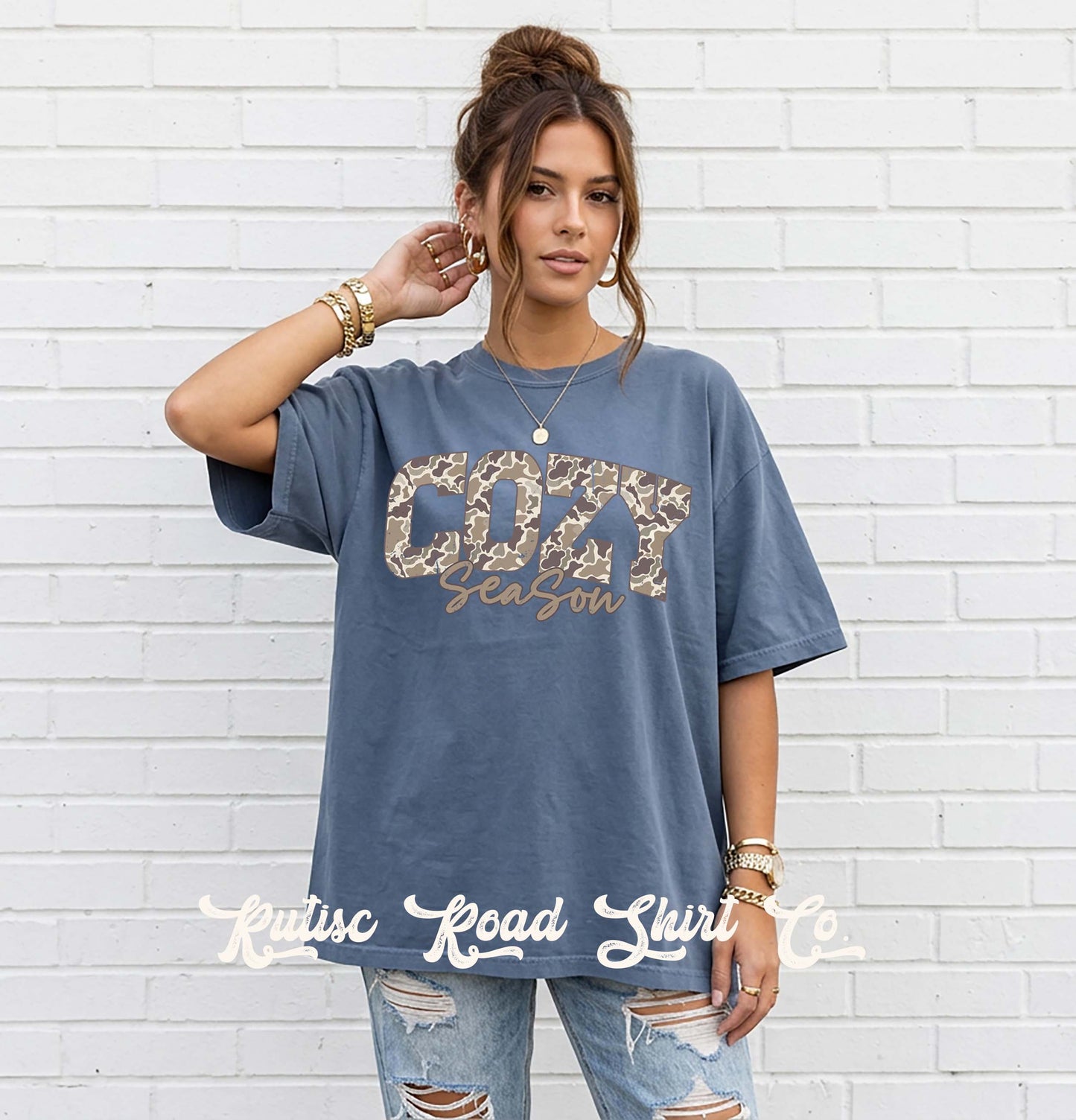 Cozy Season Camo Shirt, Comfort Colors Oversized Tee