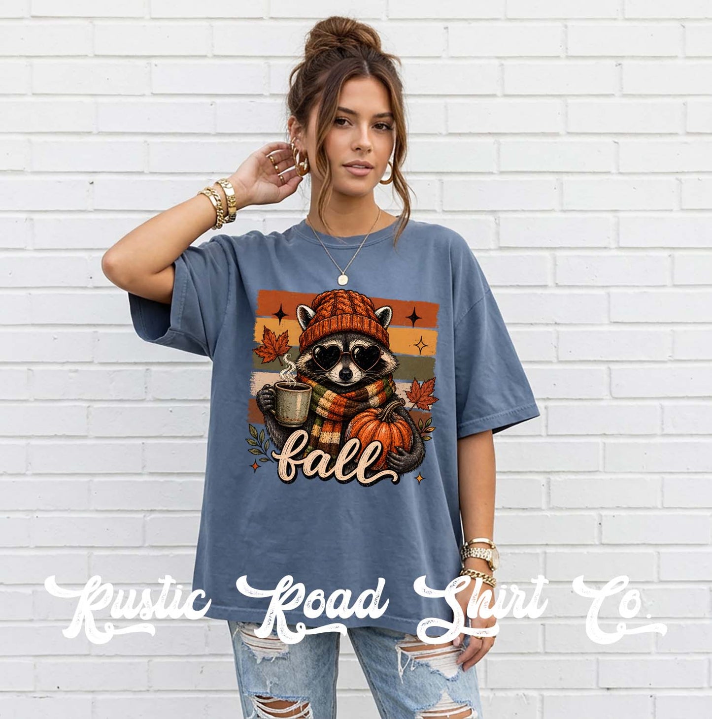 Fall Racoon Shirt, Autumn Shirt, Comfort Colors Oversized Tee