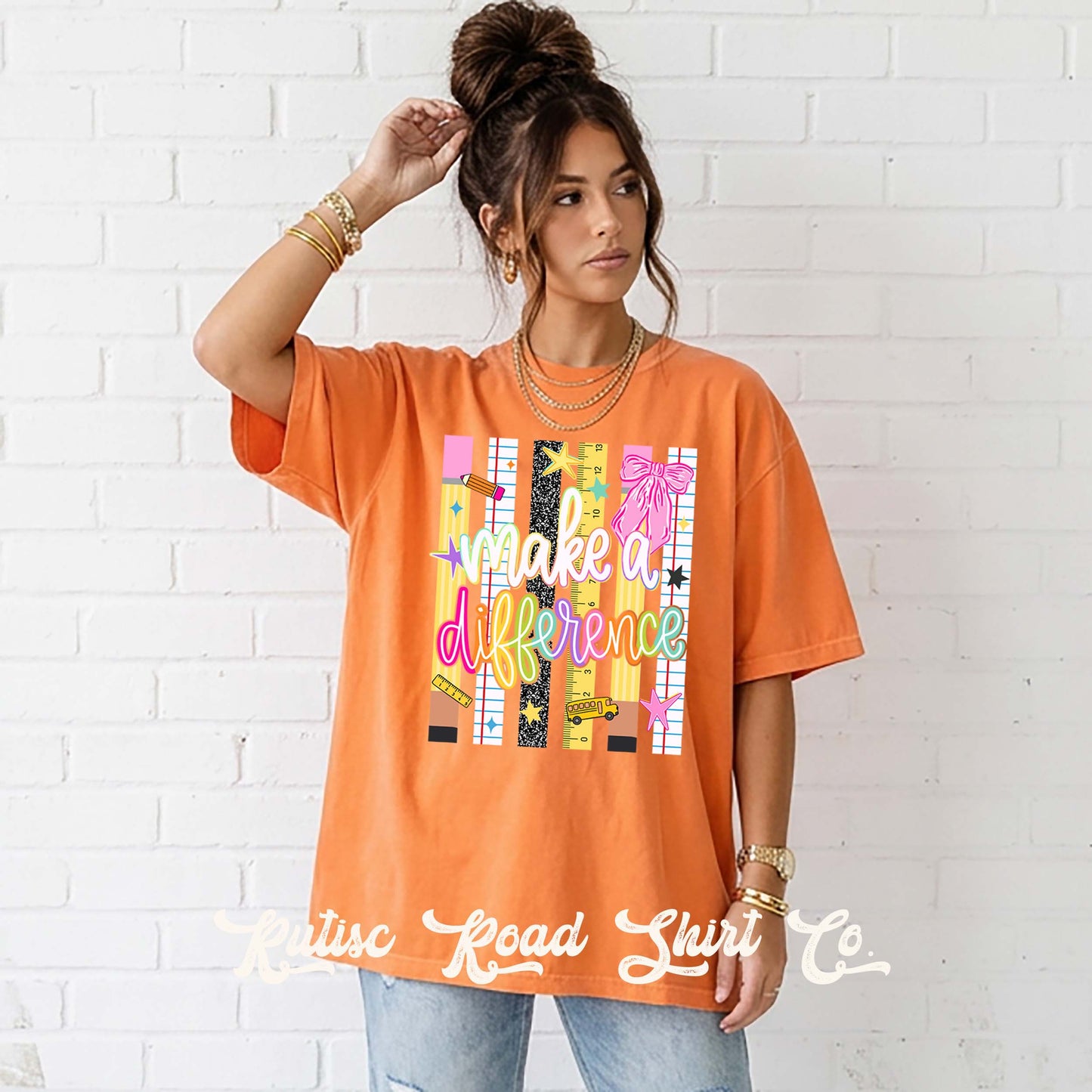 Make A Difference Teacher Shirt, Comfort Colors Oversized Tee