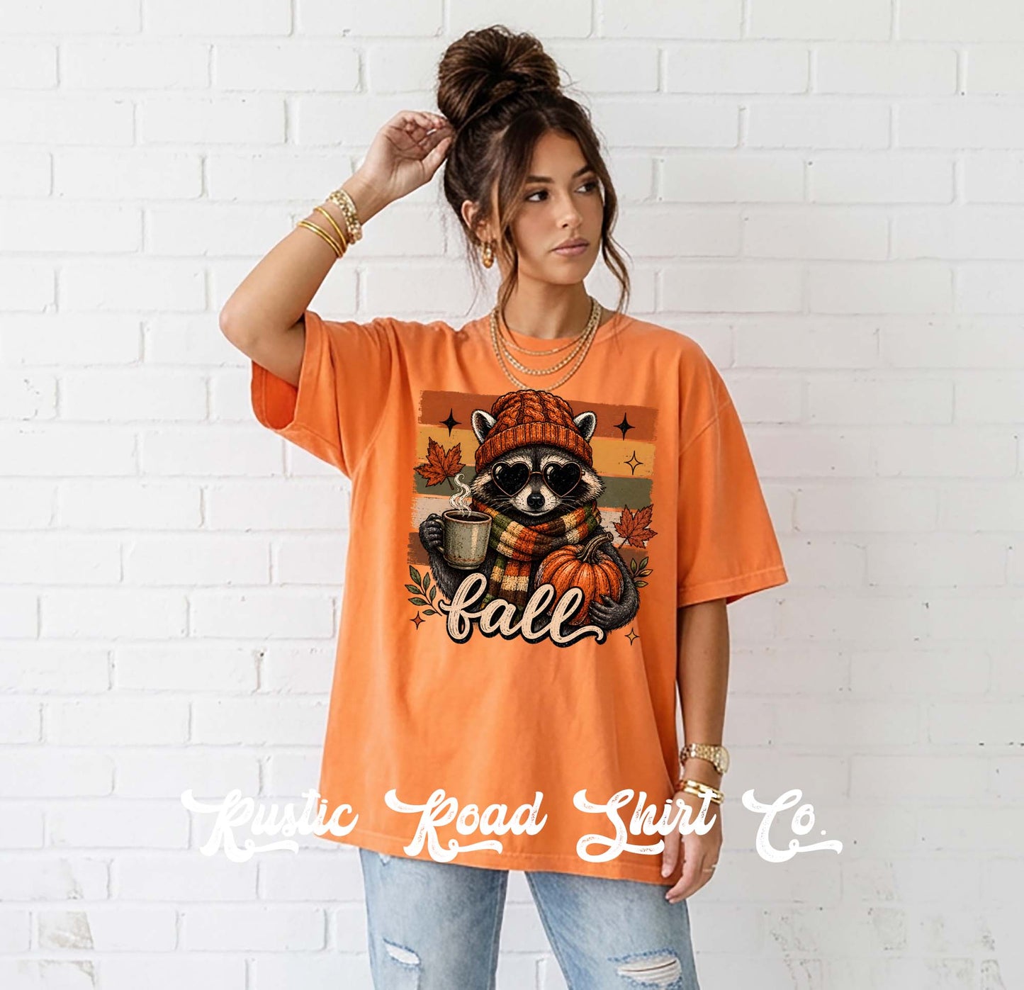 Fall Racoon Shirt, Autumn Shirt, Comfort Colors Oversized Tee