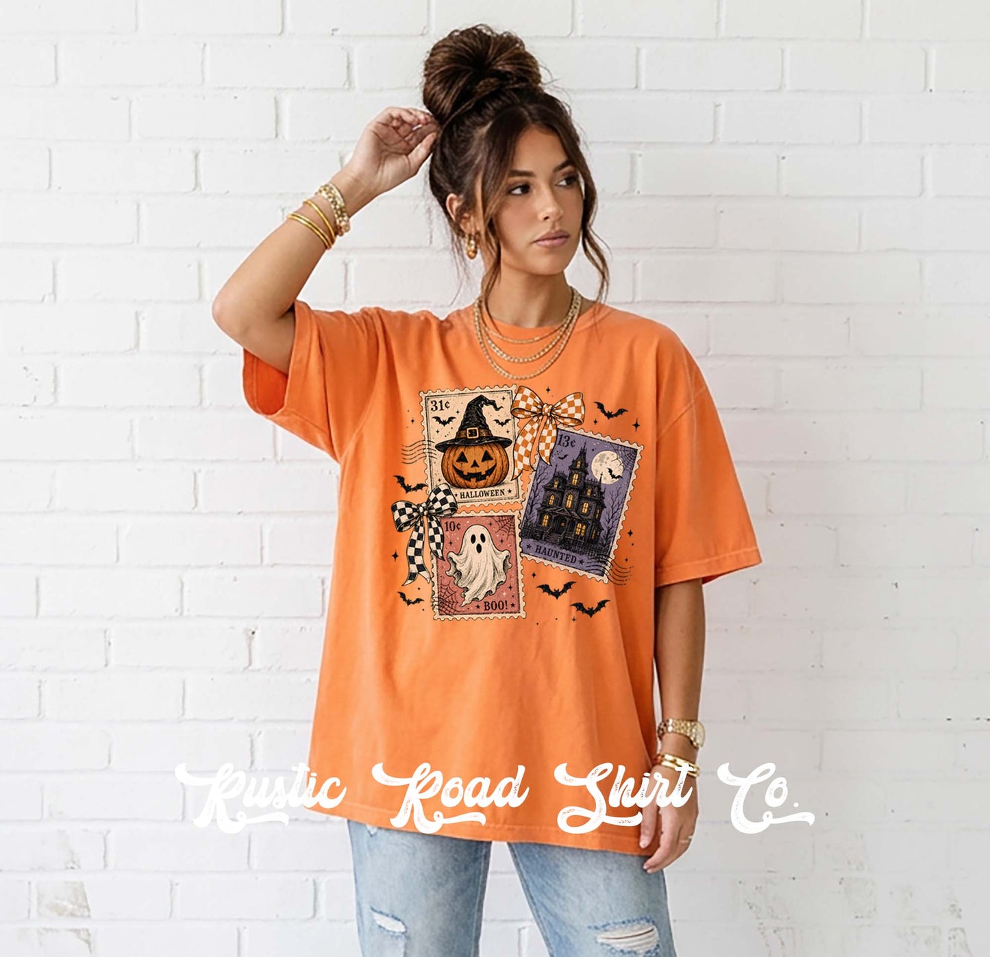 Halloween Postage Stamp Shirt, Vintage Inspired Halloween Shirt, Comfort Colors Oversized Tee