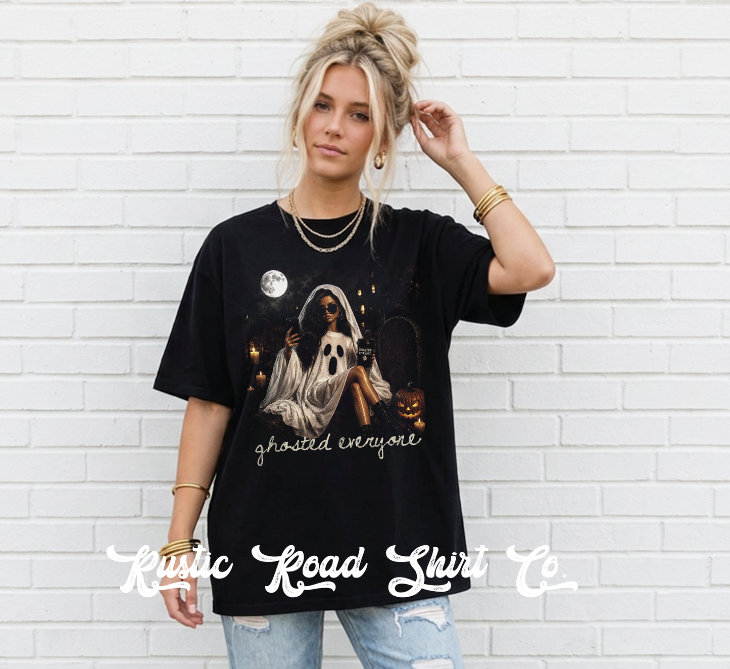 Ghosted Everyone Graphic T-Shirt | Vintage Halloween Oversized Tee
