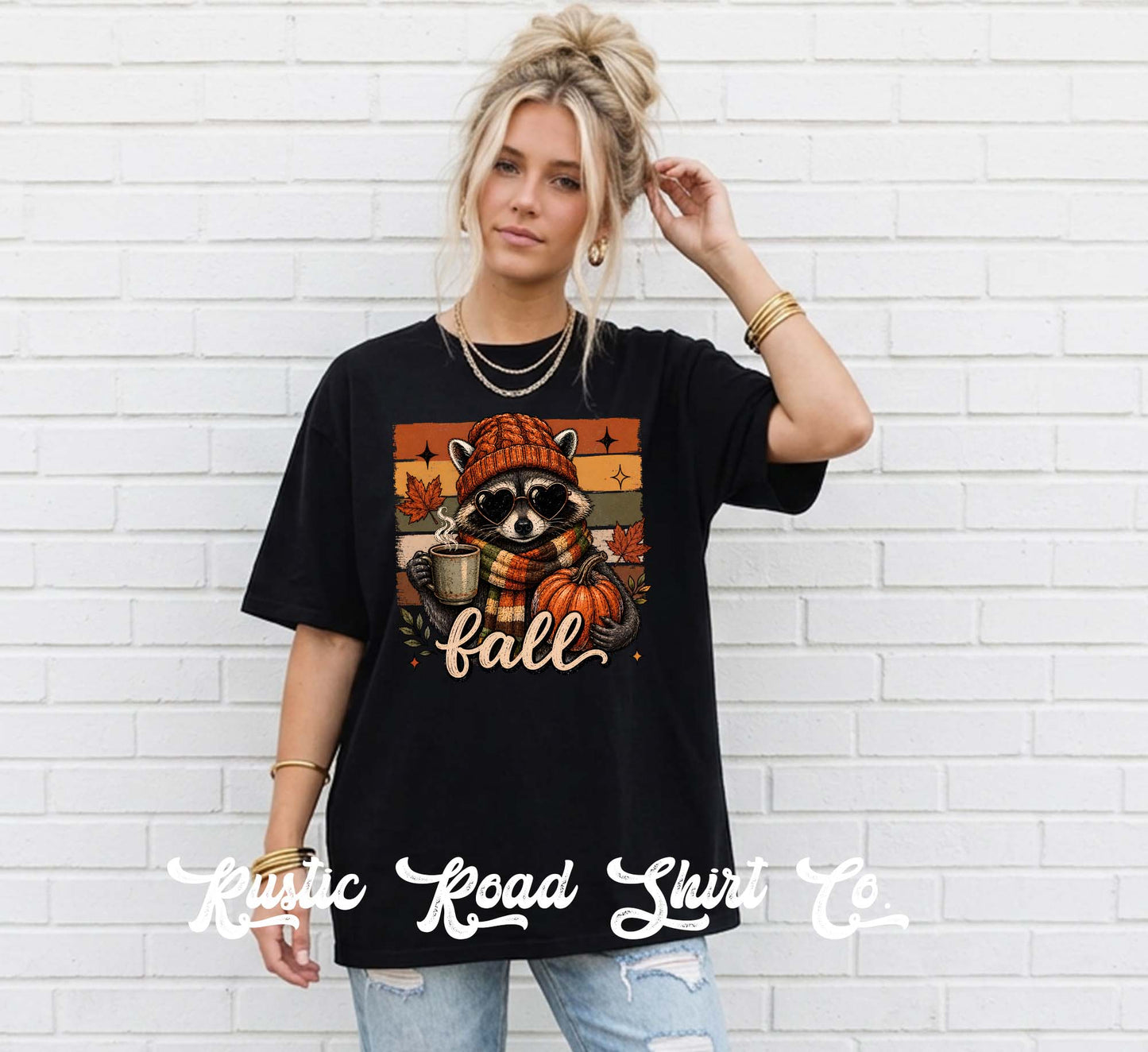 Fall Racoon Shirt, Autumn Shirt, Comfort Colors Oversized Tee