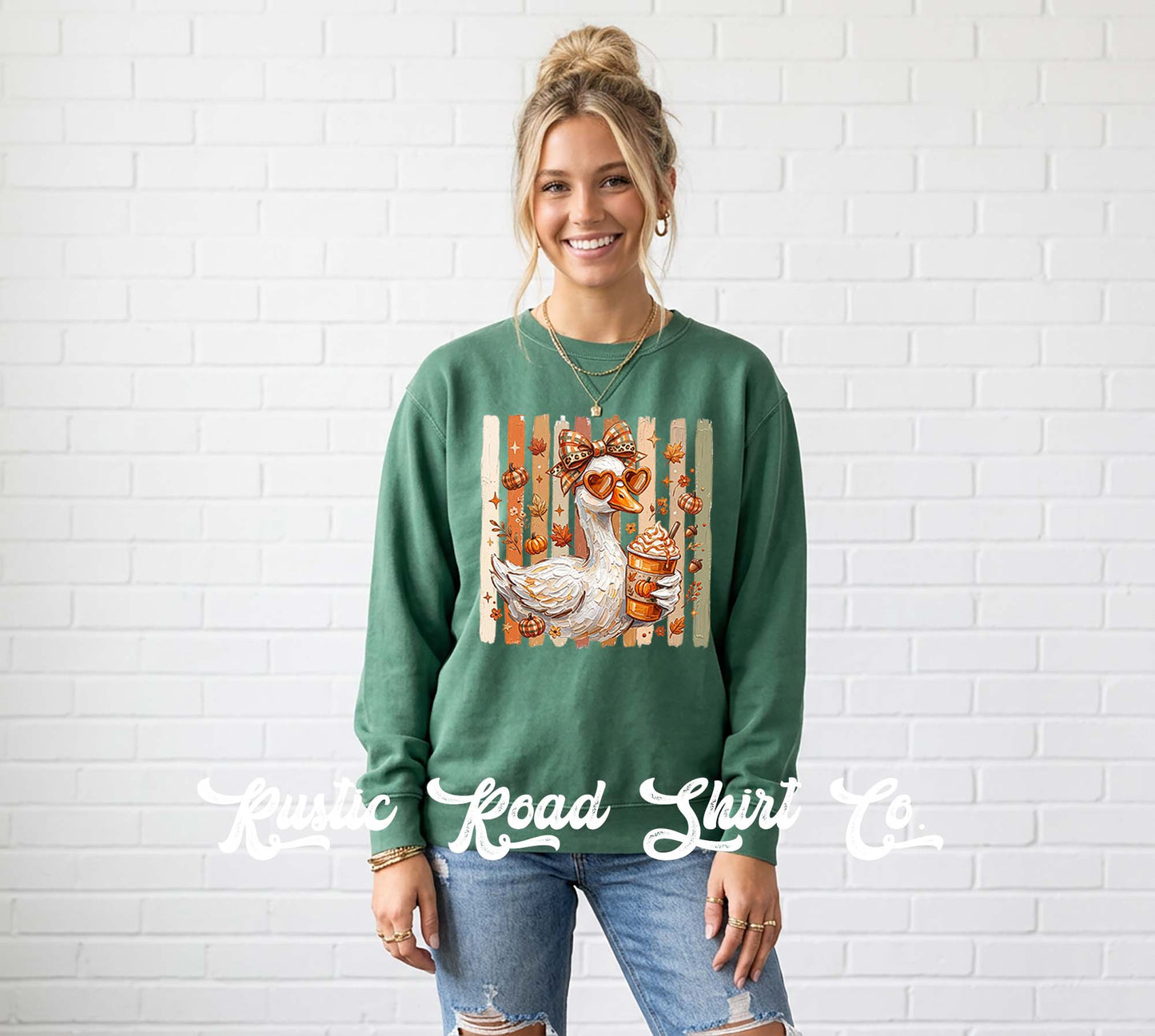 Fall Goose Sweatshirt, Ladies Fall Graphic Sweatshirt, Garment Dyed Crewneck Sweatshirt (Copy) (Copy)
