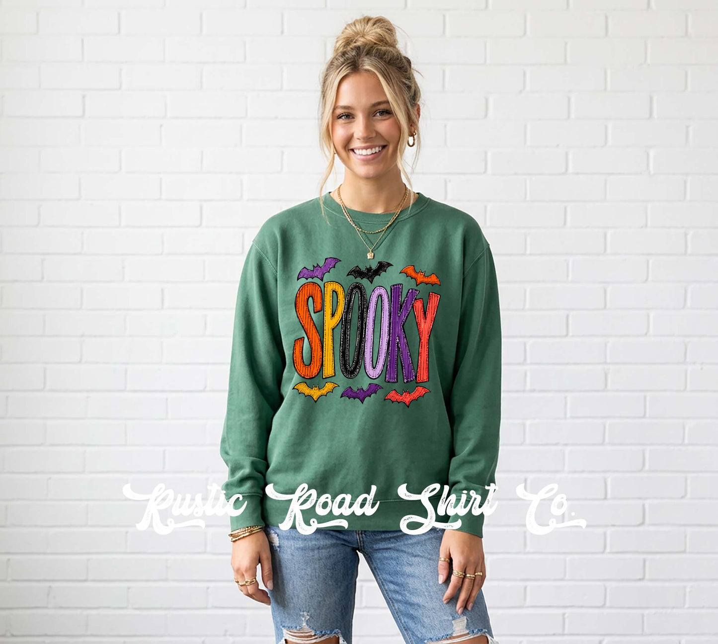 Spooky Halloween Sweatshirt, Vintage Inspired Halloween Sweatshirt, Garment Dyed Crewneck Sweatshirt
